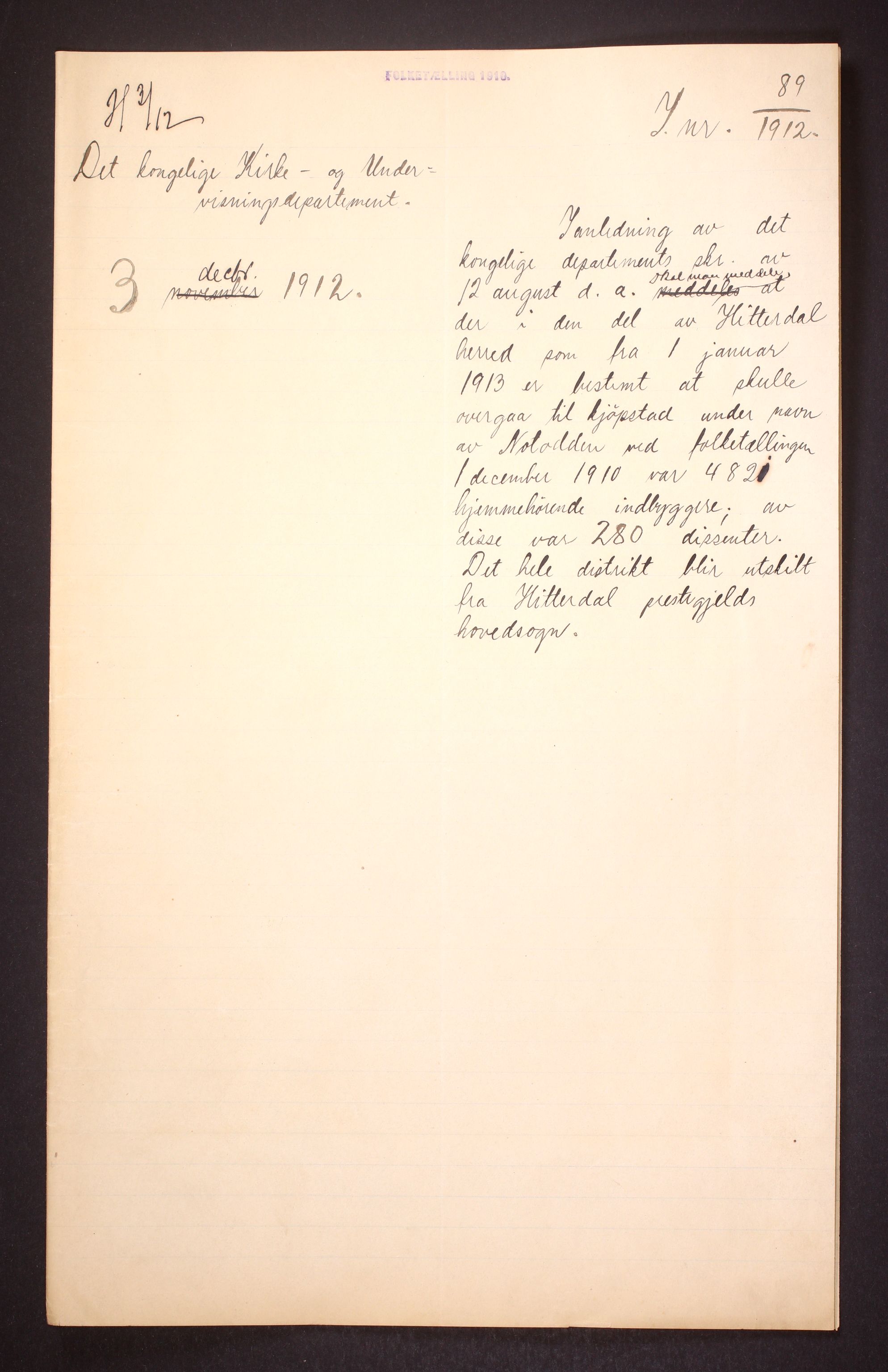 RA, 1910 census for Heddal, 1910, p. 2