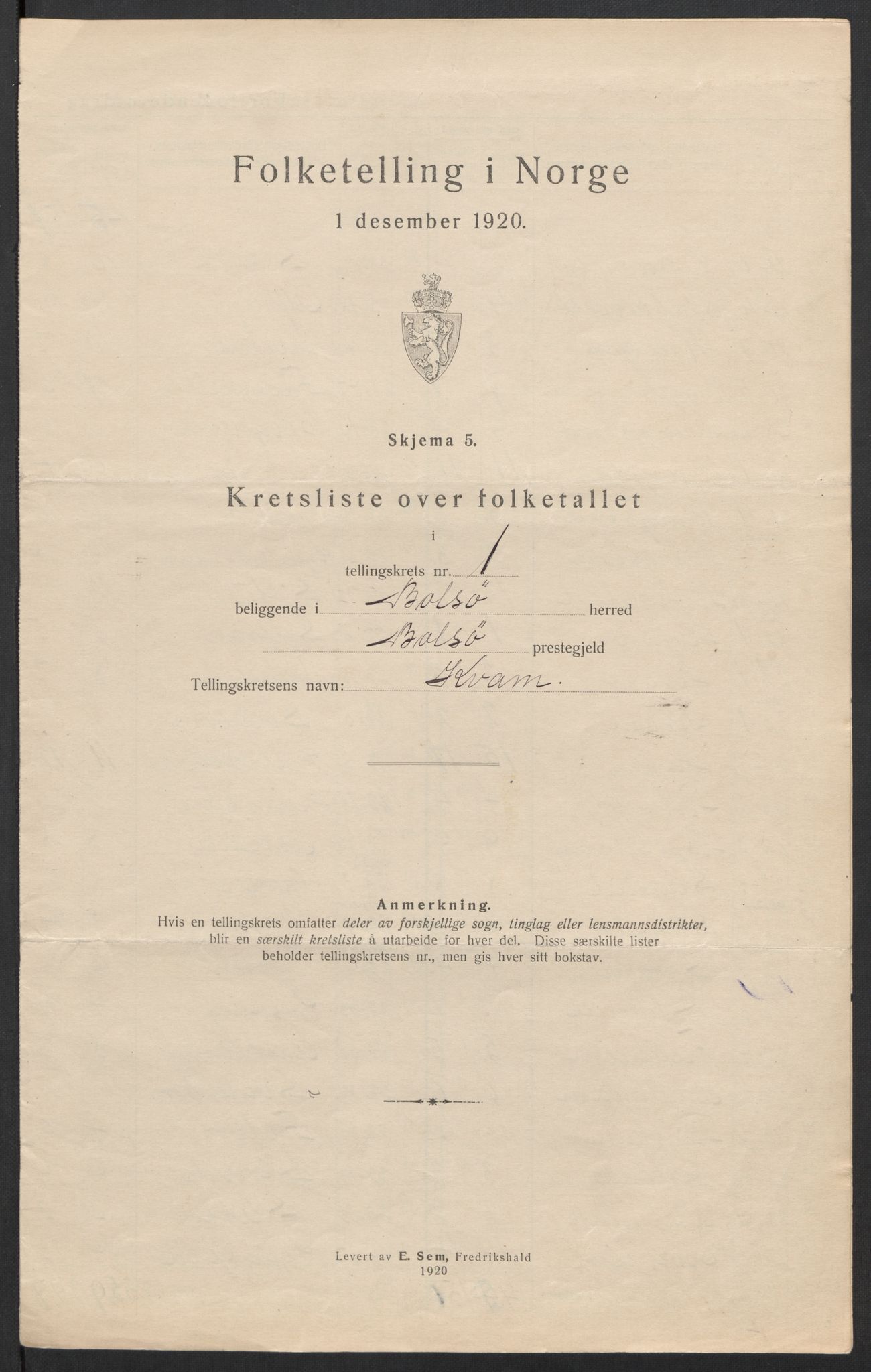 SAT, 1920 census for Bolsøy, 1920, p. 8