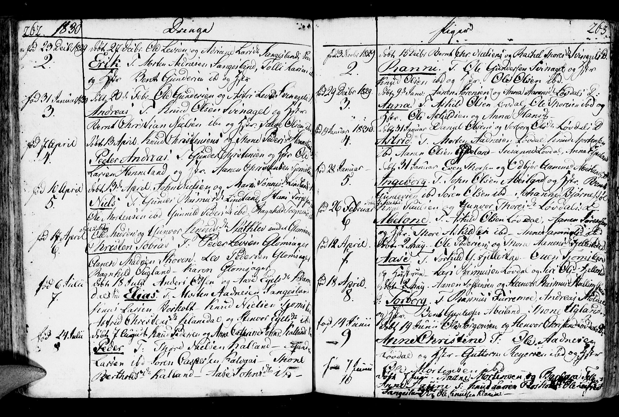 Holum sokneprestkontor, SAK/1111-0022/F/Fa/Fab/L0004: Parish register (official) no. A 4, 1774-1847, p. 262-263