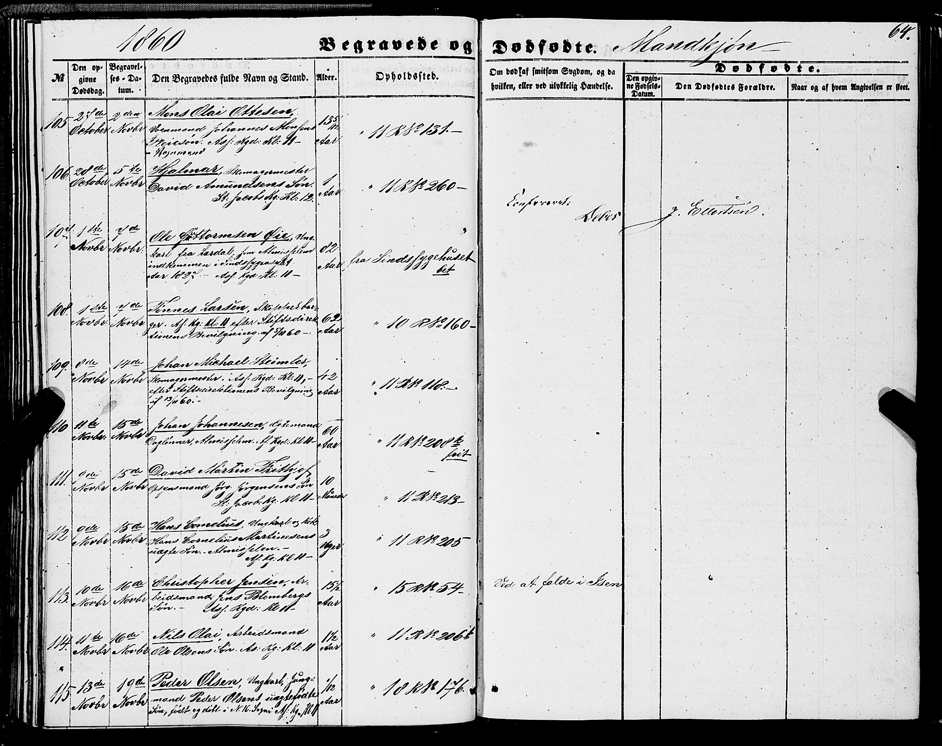 Domkirken sokneprestembete, AV/SAB-A-74801/H/Haa/L0041: Parish register (official) no. E 2, 1853-1863, p. 64