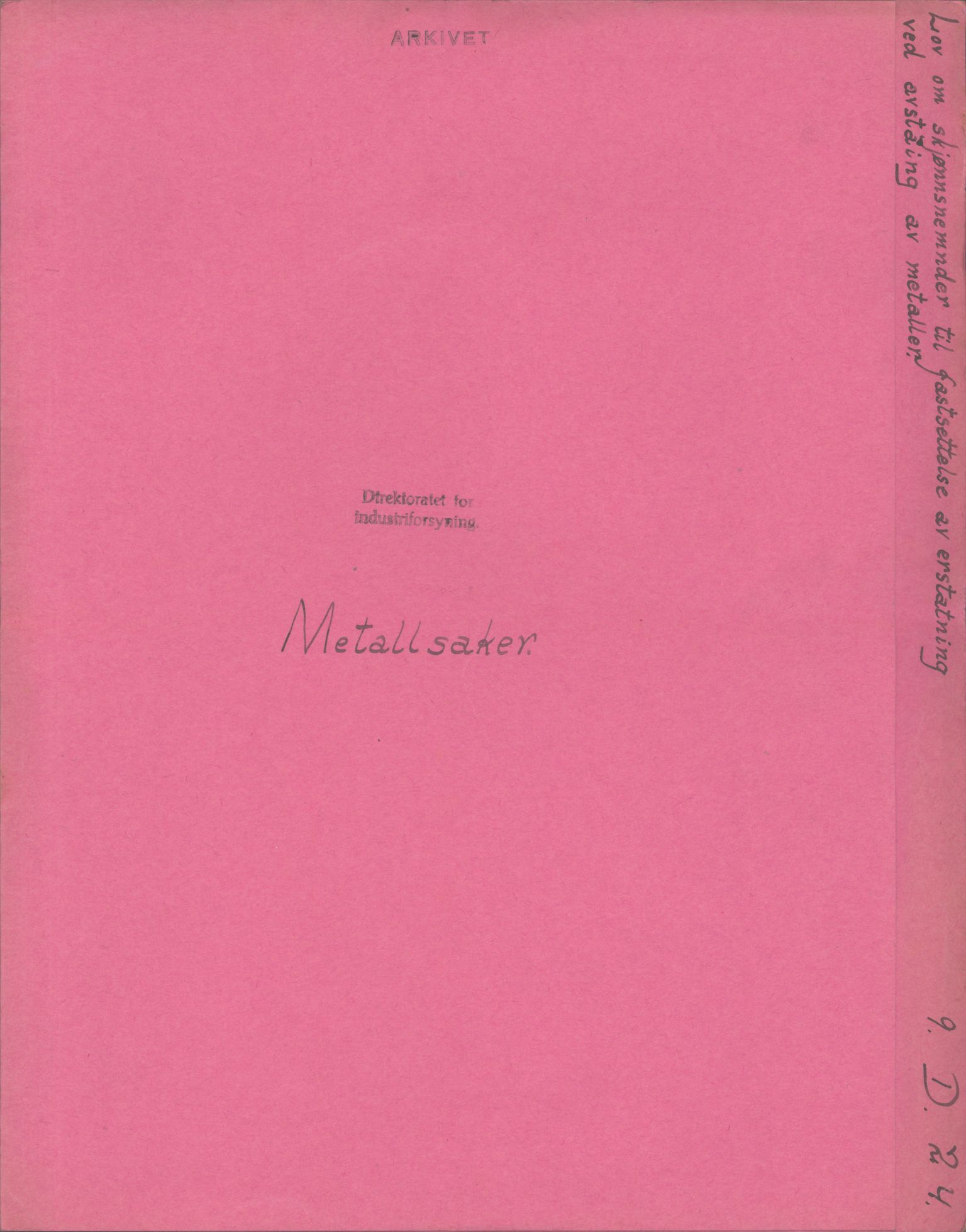 Direktoratet for industriforsyning, Sekretariatet, RA/S-4153/D/Df/L0055: 9. Metallkontoret, 1940-1945, p. 1510
