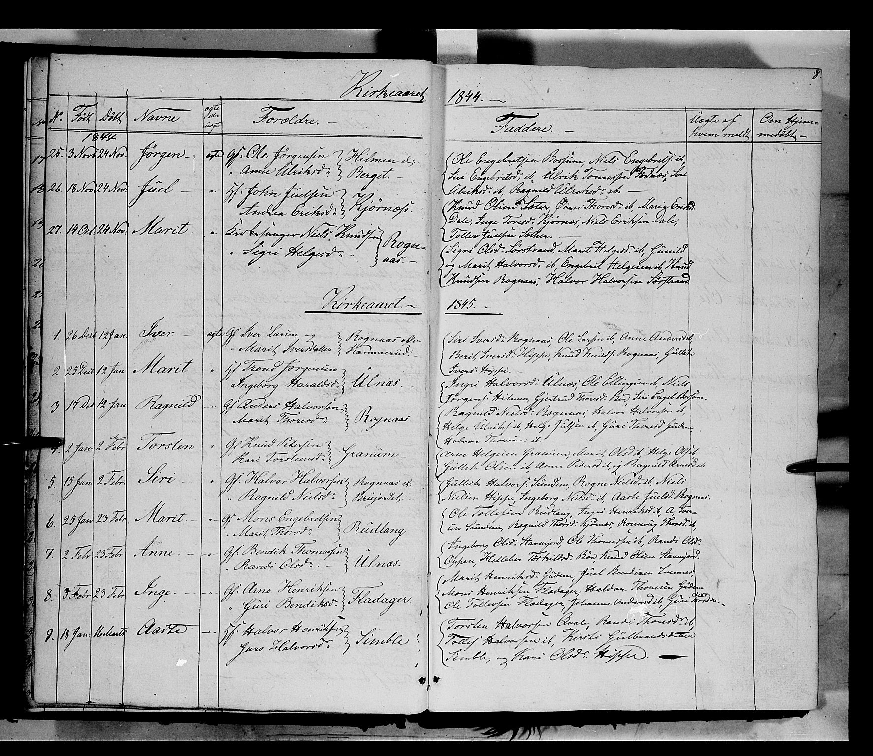 Nord-Aurdal prestekontor, SAH/PREST-132/H/Ha/Haa/L0006: Parish register (official) no. 6, 1842-1863, p. 8
