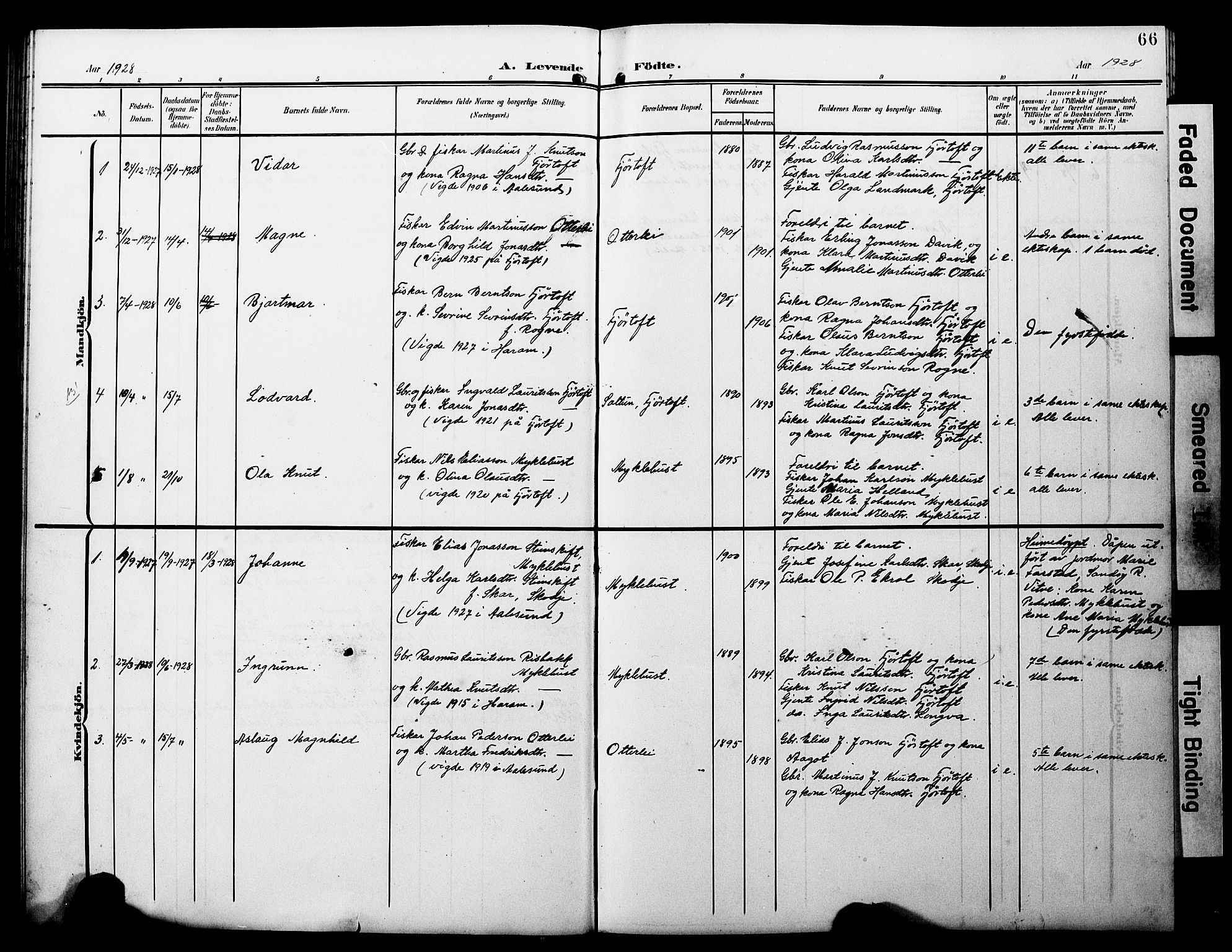 Ministerialprotokoller, klokkerbøker og fødselsregistre - Møre og Romsdal, AV/SAT-A-1454/538/L0524: Parish register (copy) no. 538C02, 1901-1931, p. 66