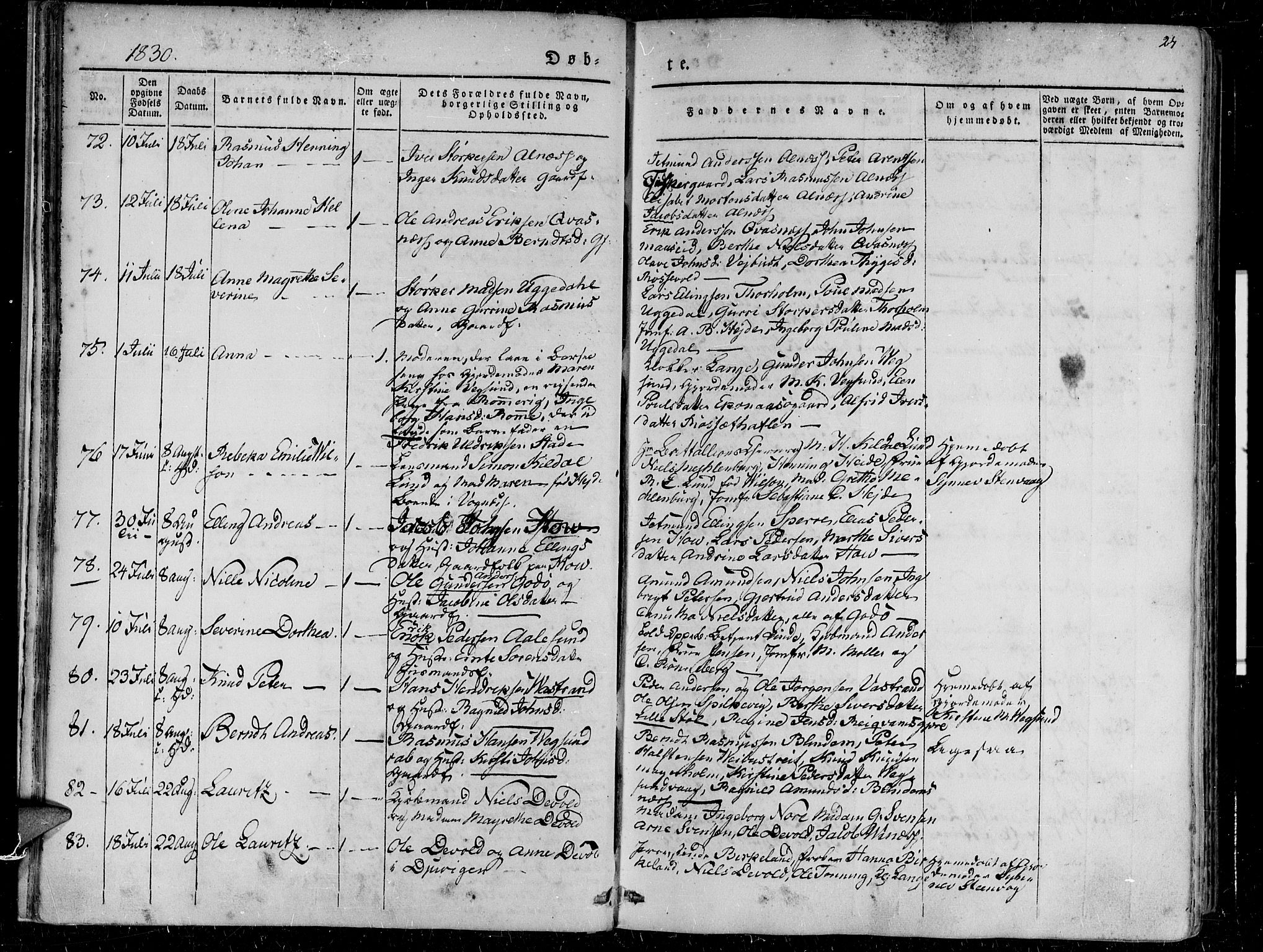 Ministerialprotokoller, klokkerbøker og fødselsregistre - Møre og Romsdal, AV/SAT-A-1454/528/L0395: Parish register (official) no. 528A06, 1828-1839, p. 24