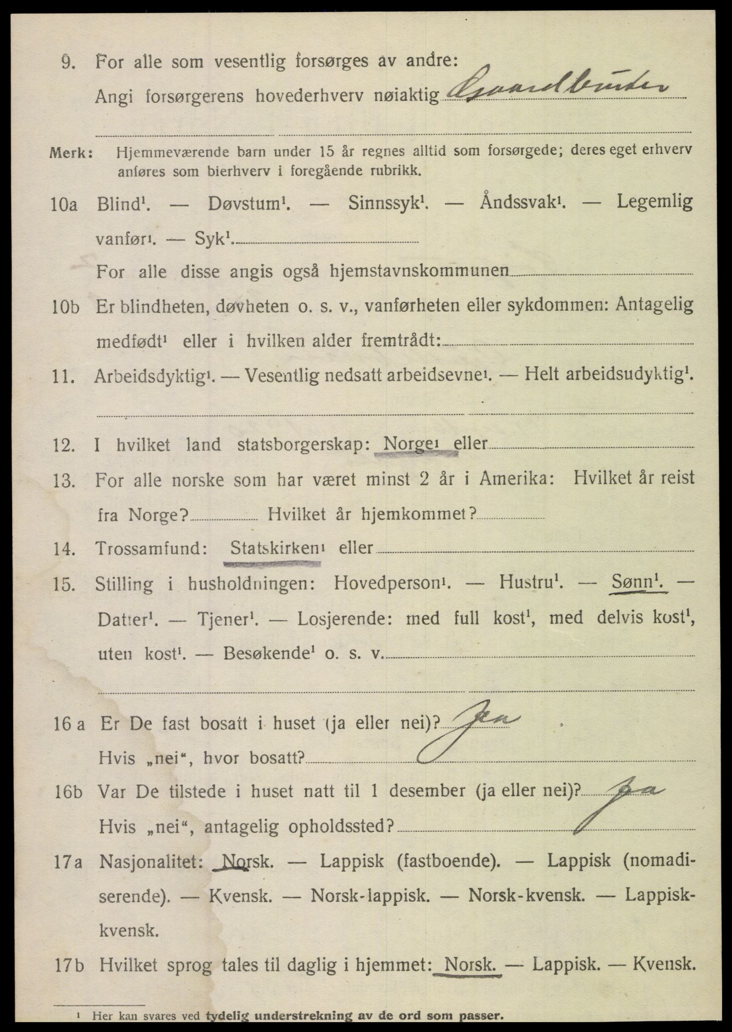 SAT, 1920 census for Sørfold, 1920, p. 4090