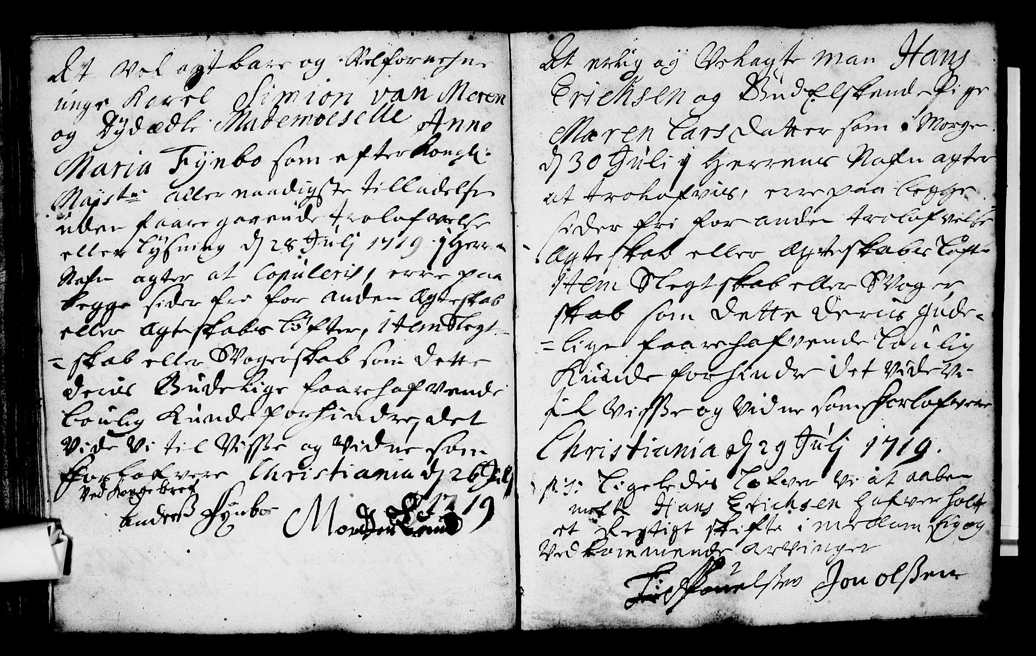 Oslo domkirke Kirkebøker, SAO/A-10752/L/La/L0002: Best man's statements no. 2, 1716-1719