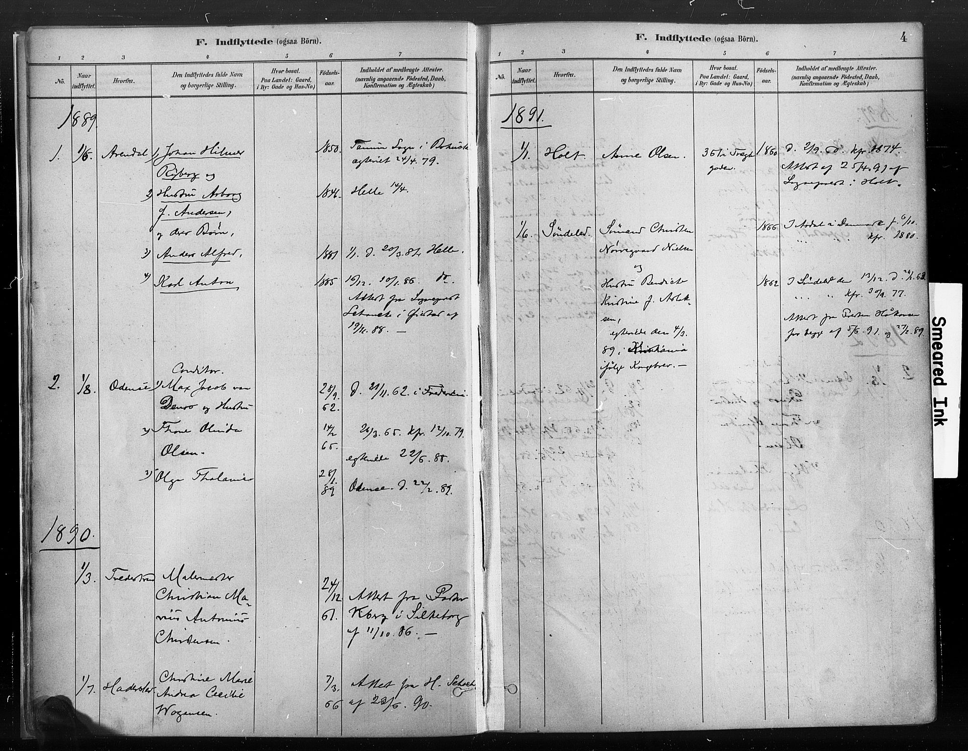 Risør sokneprestkontor, SAK/1111-0035/F/Fa/L0006: Parish register (official) no. A 6, 1883-1908, p. 4