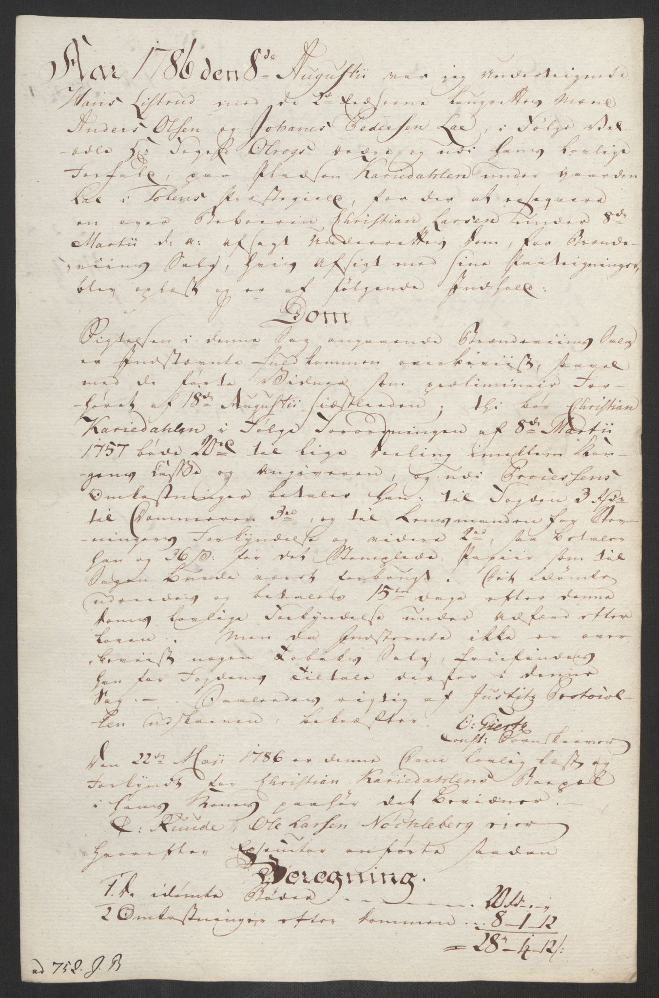 Rentekammeret inntil 1814, Reviderte regnskaper, Fogderegnskap, AV/RA-EA-4092/R19/L1374: Fogderegnskap Toten, Hadeland og Vardal, 1787, p. 136