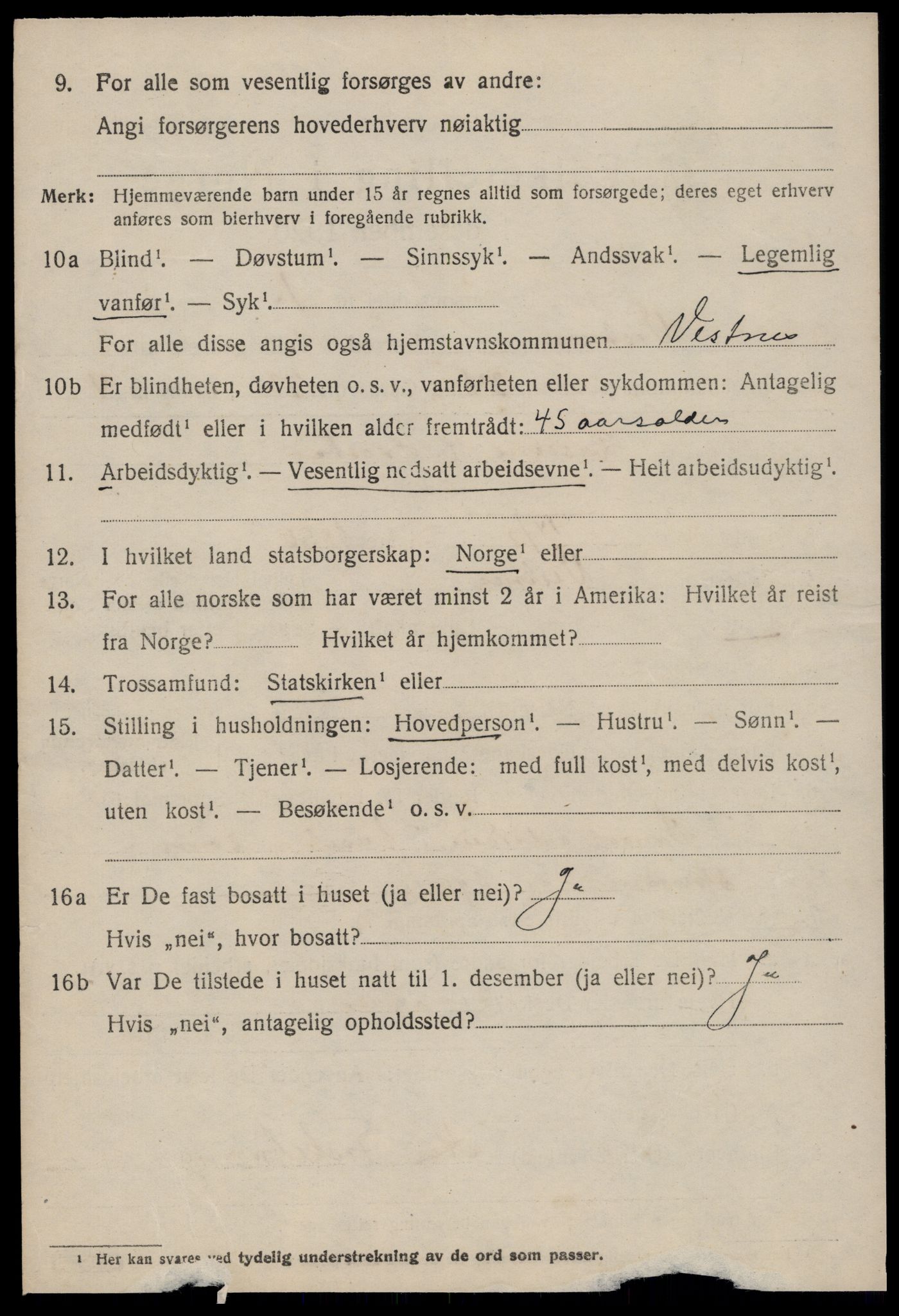 SAT, 1920 census for Vestnes, 1920, p. 5968