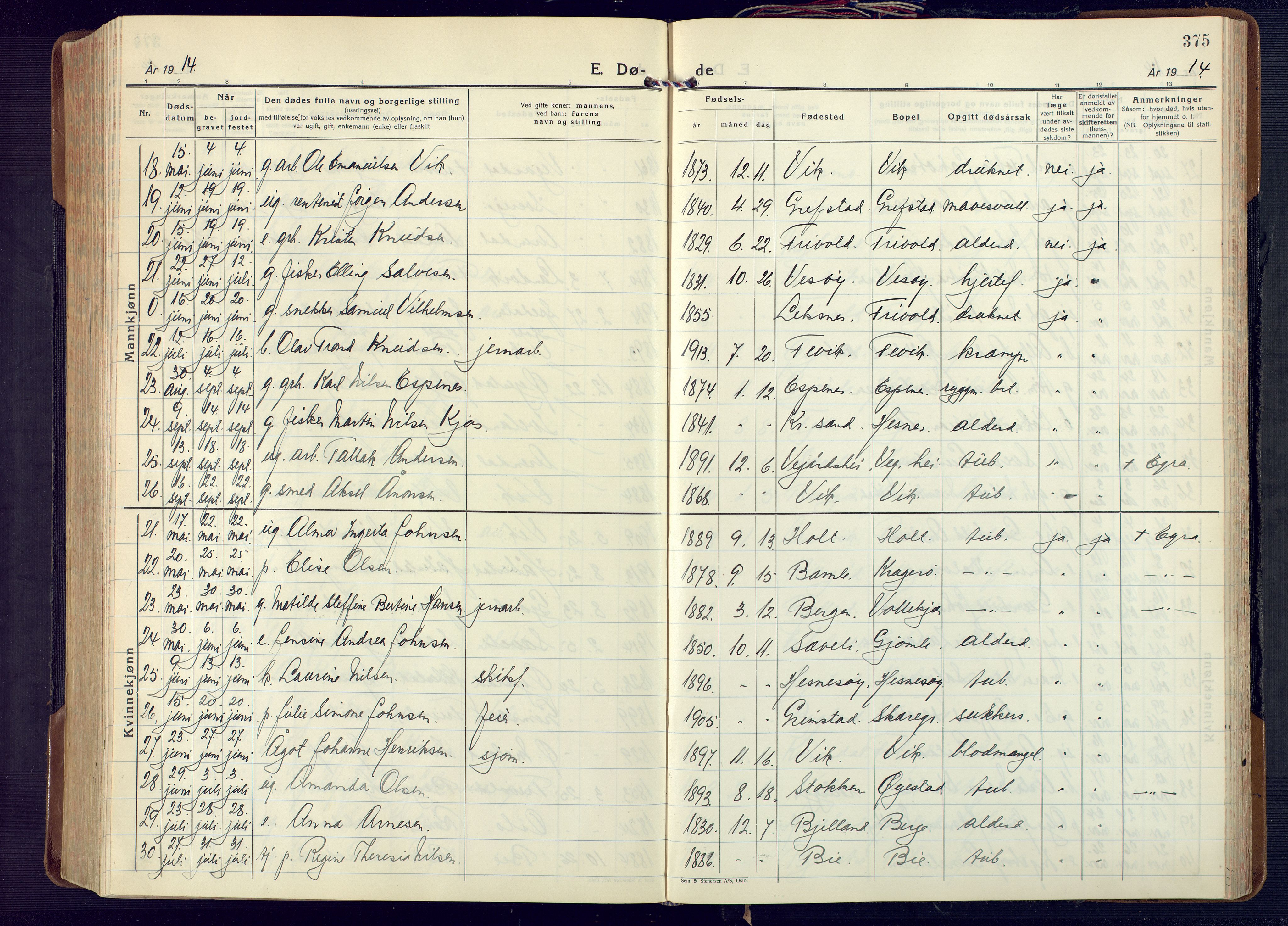 Fjære sokneprestkontor, AV/SAK-1111-0011/F/Fa/L0004: Parish register (official) no. A 4, 1902-1925, p. 375