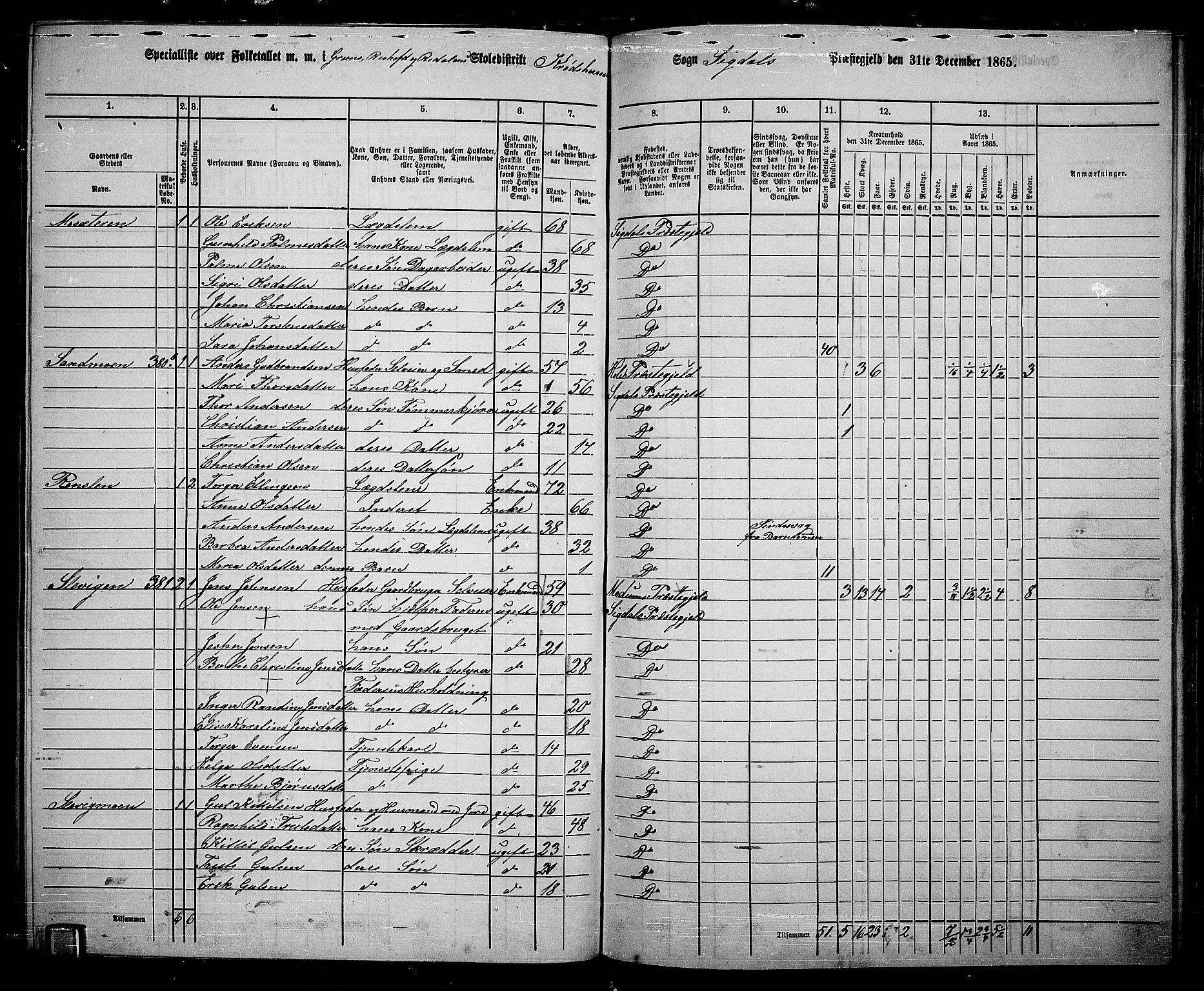 RA, 1865 census for Sigdal, 1865, p. 217