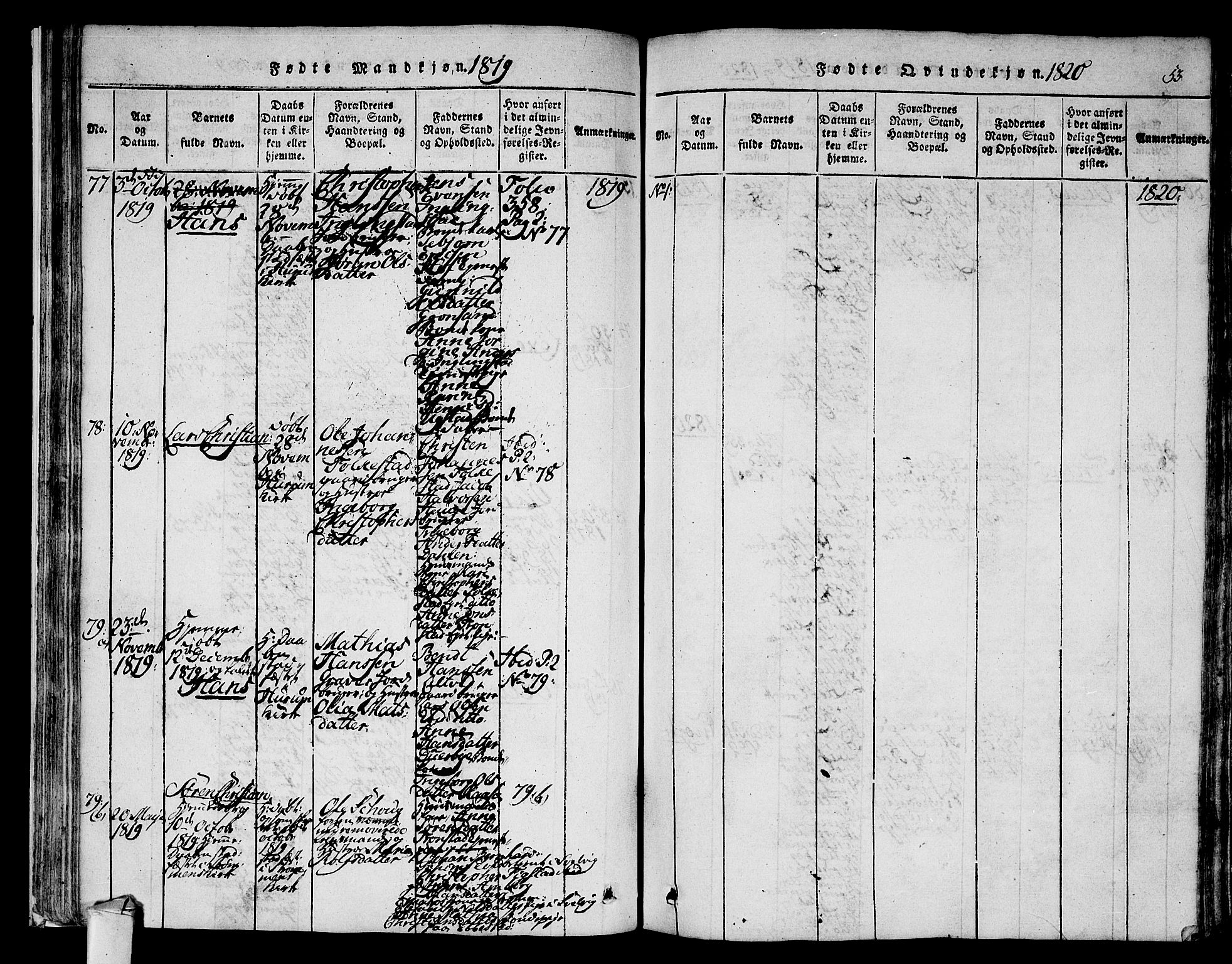 Hurum kirkebøker, AV/SAKO-A-229/F/Fa/L0009: Parish register (official) no. 9, 1816-1826, p. 53