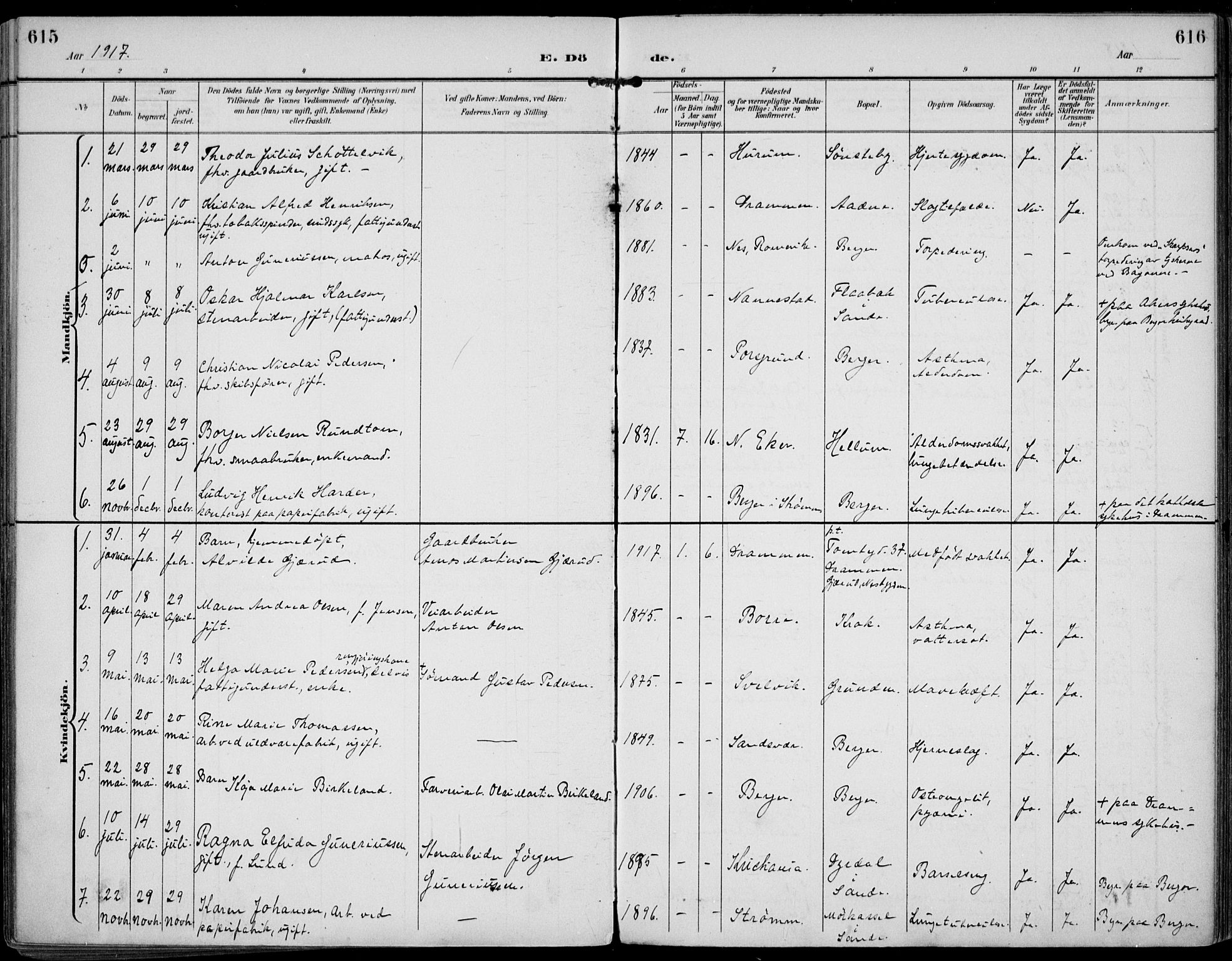 Strømm kirkebøker, SAKO/A-322/F/Fa/L0005: Parish register (official) no. I 5, 1898-1919, p. 615-616