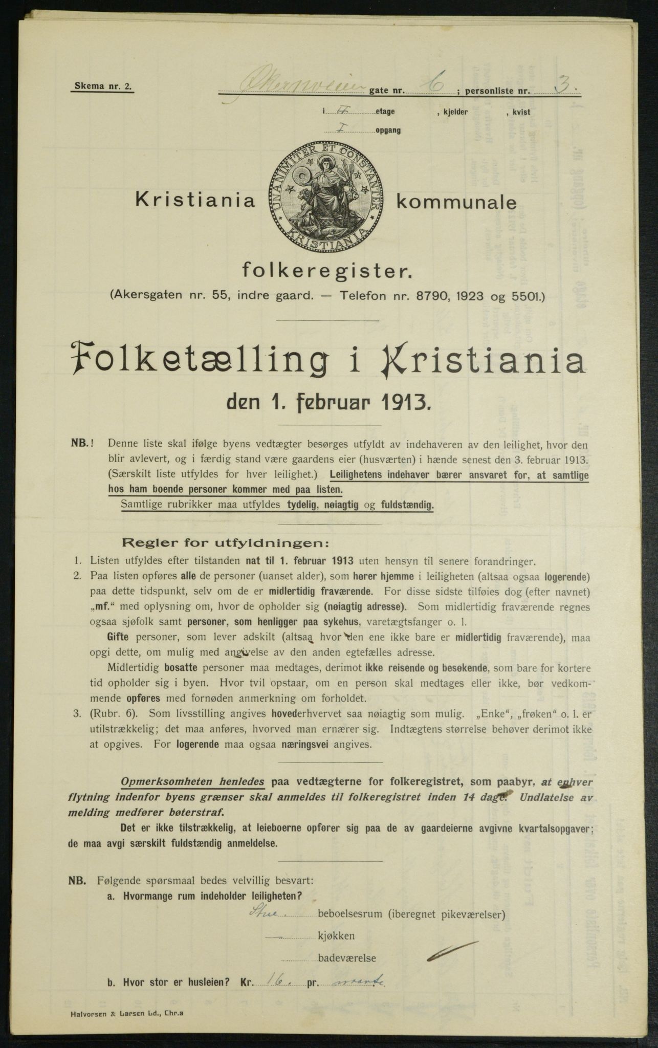 OBA, Municipal Census 1913 for Kristiania, 1913, p. 128688
