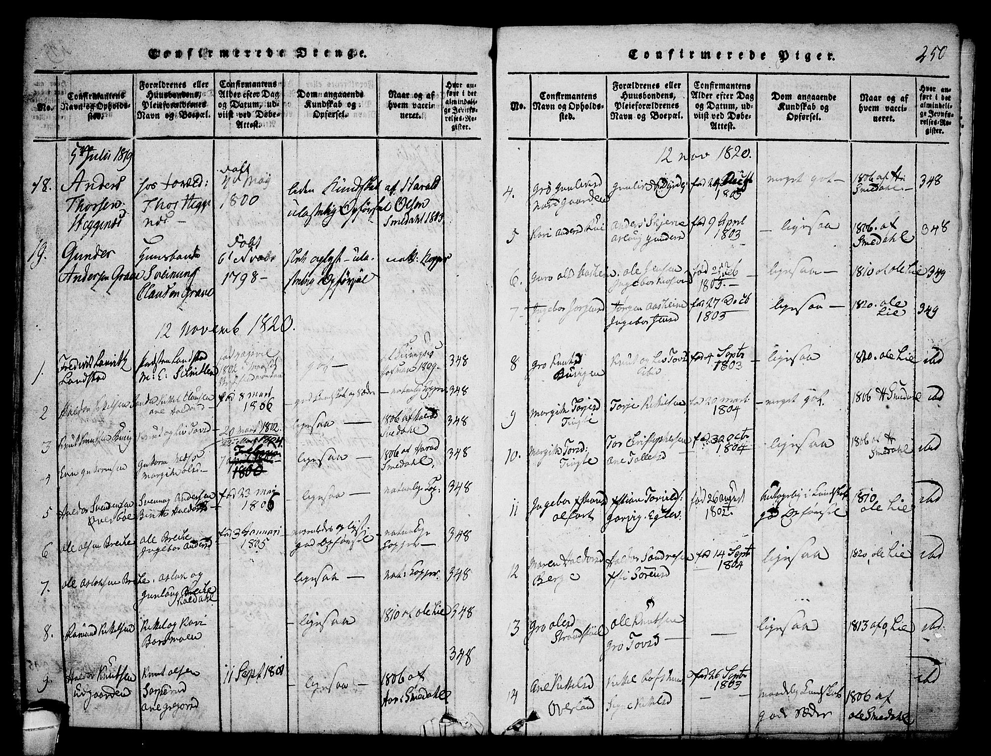 Seljord kirkebøker, SAKO/A-20/F/Fa/L0010: Parish register (official) no. I 10, 1815-1831, p. 250