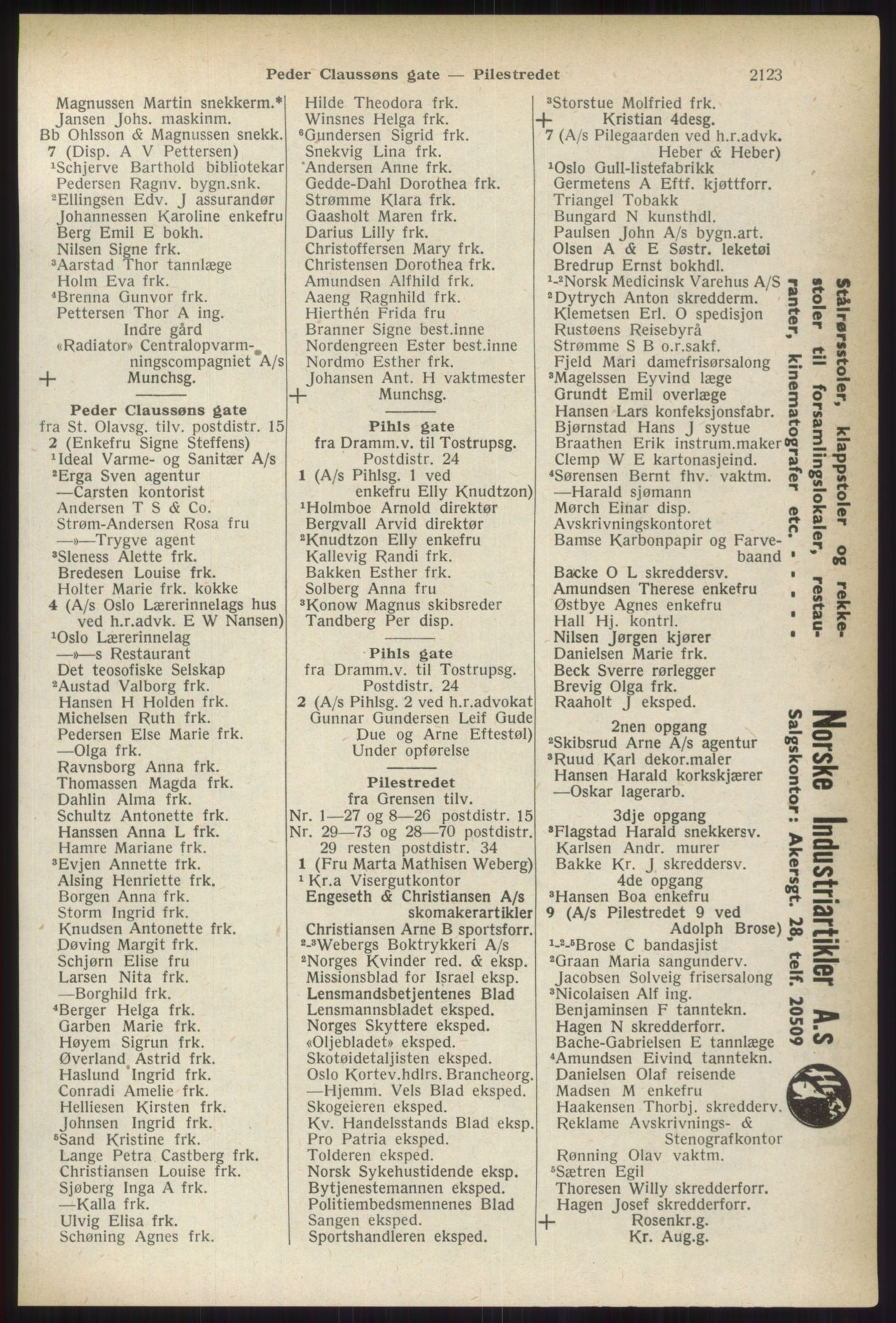 Kristiania/Oslo adressebok, PUBL/-, 1937, p. 2123