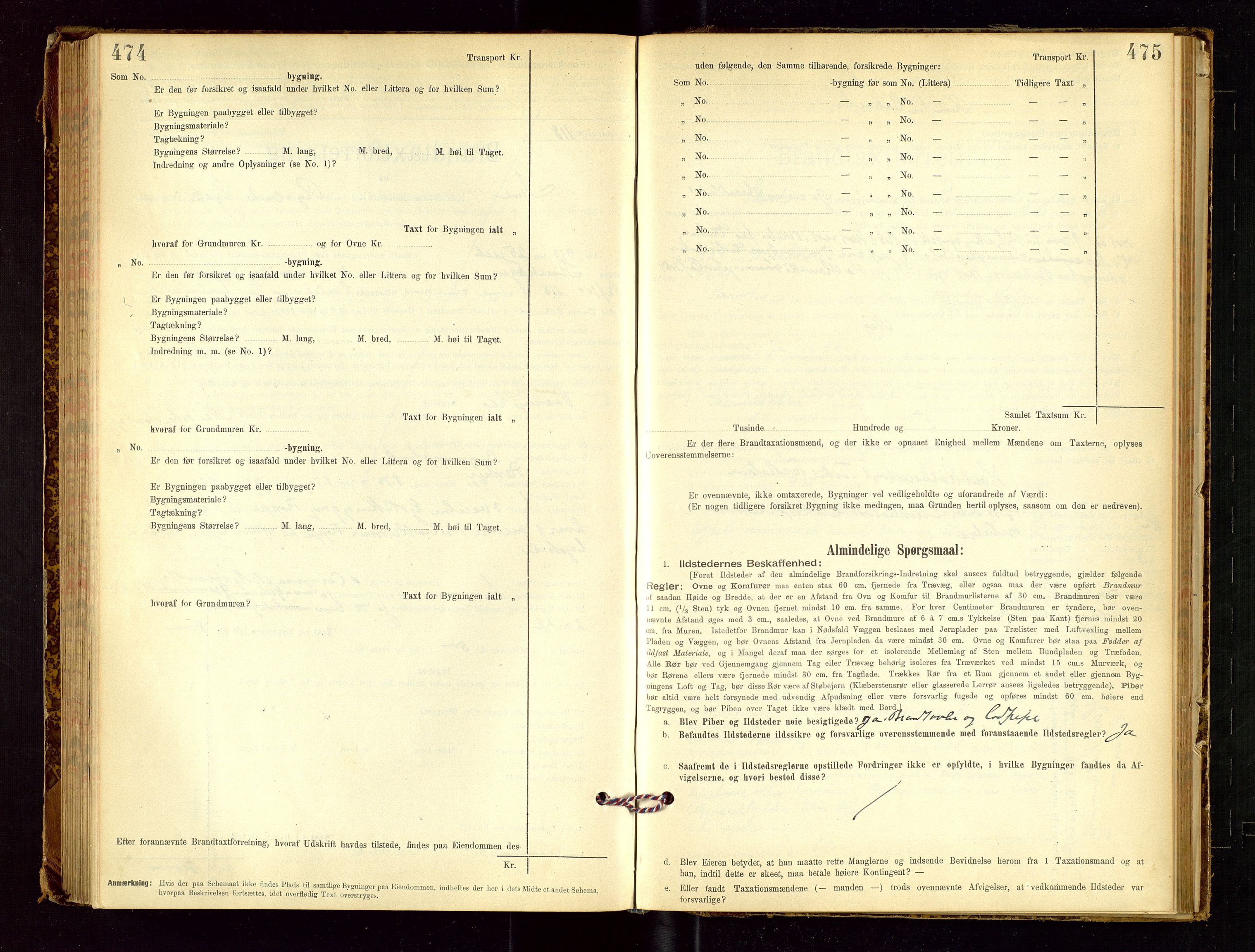 Sand lensmannskontor, SAST/A-100415/Goc/L0001: "Brandtaxationsprotokol", 1895-1935, p. 474-475