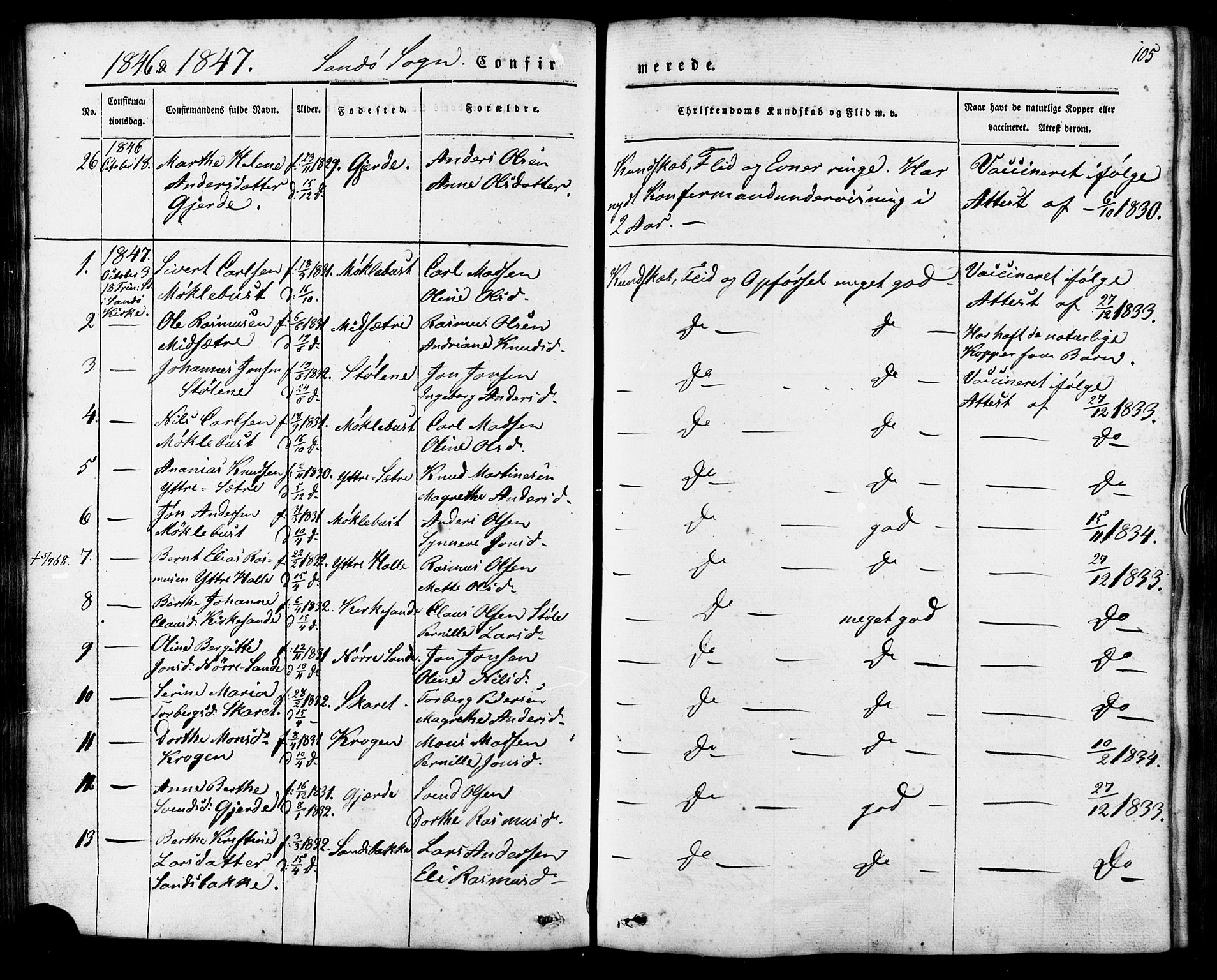 Ministerialprotokoller, klokkerbøker og fødselsregistre - Møre og Romsdal, AV/SAT-A-1454/503/L0034: Parish register (official) no. 503A02, 1841-1884, p. 105