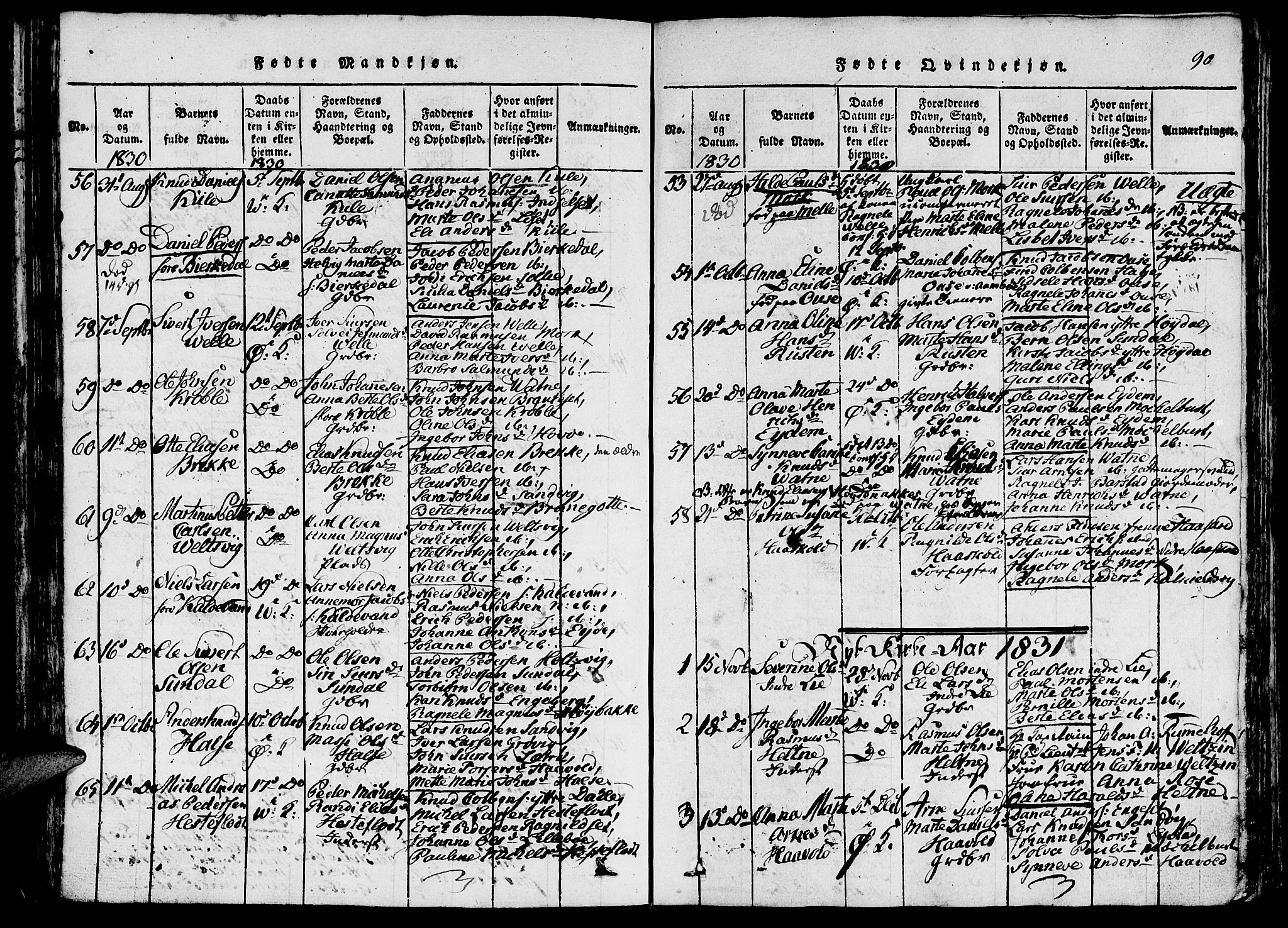 Ministerialprotokoller, klokkerbøker og fødselsregistre - Møre og Romsdal, AV/SAT-A-1454/511/L0138: Parish register (official) no. 511A05, 1817-1832, p. 90