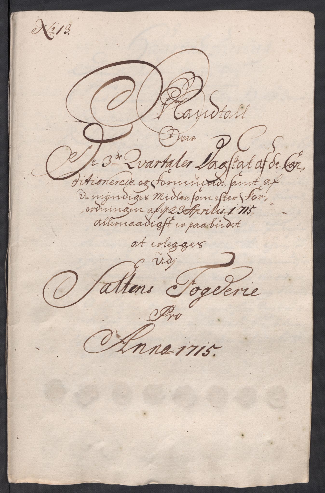 Rentekammeret inntil 1814, Reviderte regnskaper, Fogderegnskap, AV/RA-EA-4092/R66/L4585: Fogderegnskap Salten, 1715, p. 155