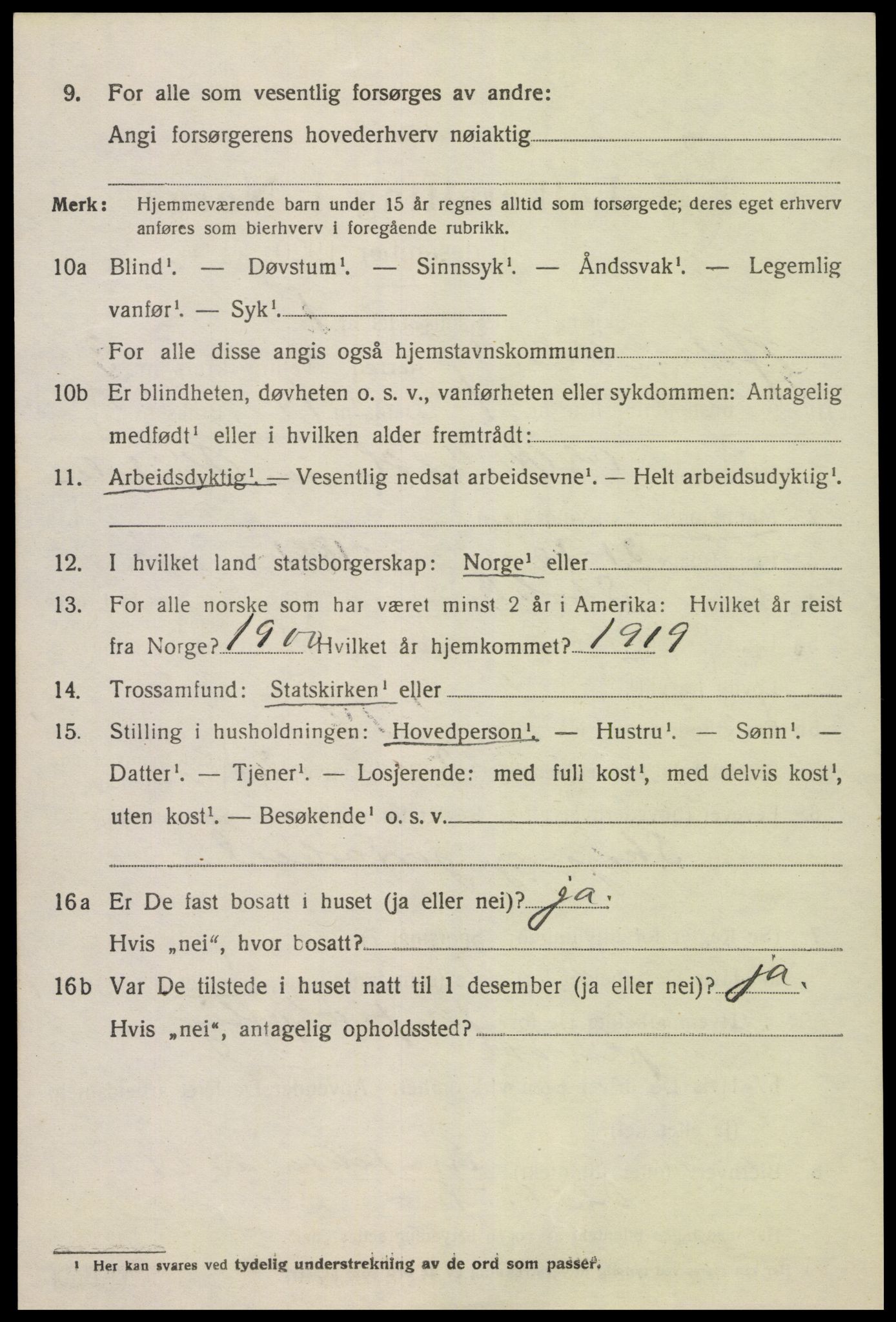 SAK, 1920 census for Austre Moland, 1920, p. 1582