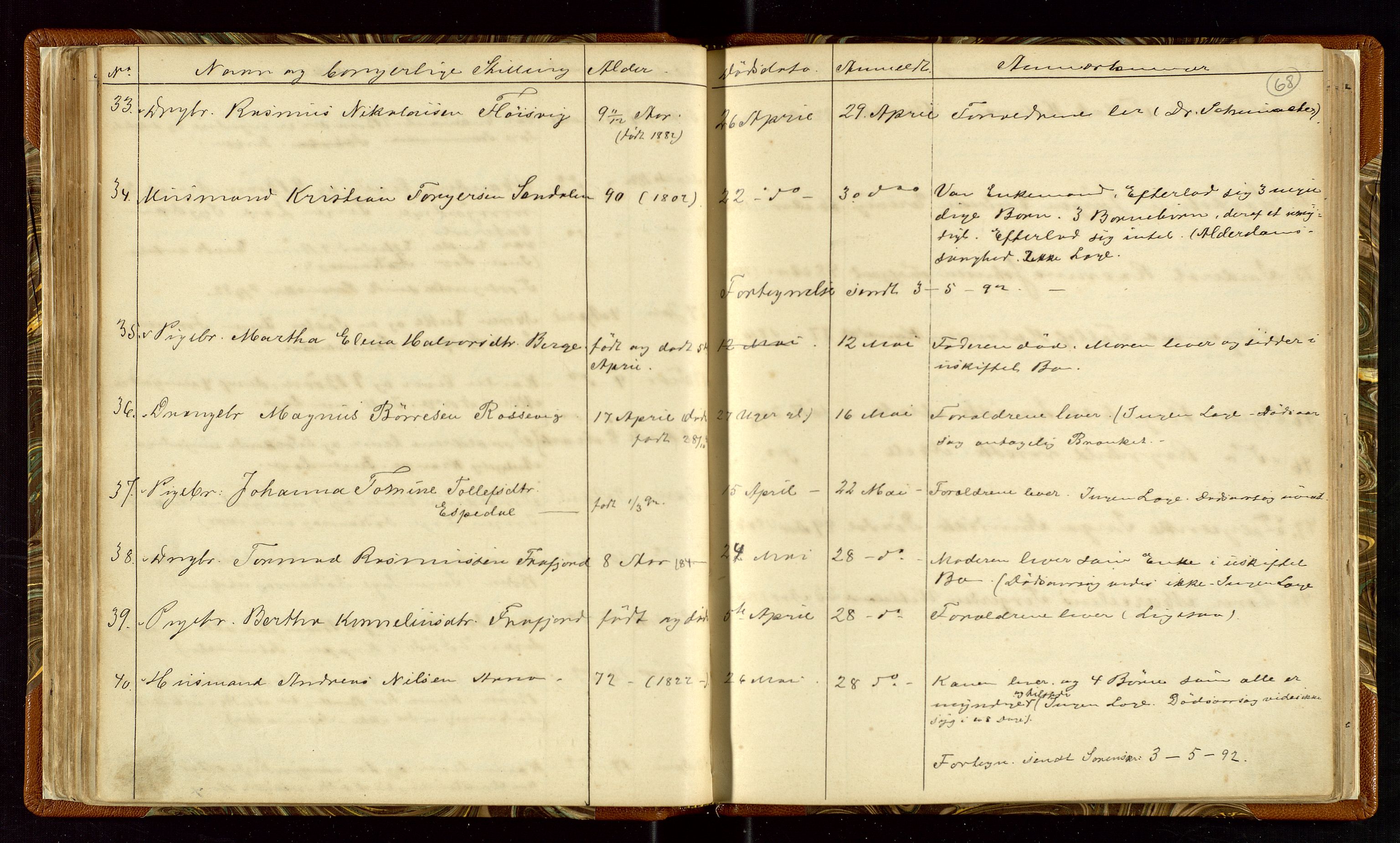 Høle og Forsand lensmannskontor, AV/SAST-A-100127/Gga/L0001: "Fortegnelse over Afdøde i Høle Thinglag fra 1ste Juli 1875 til ", 1875-1902, p. 68