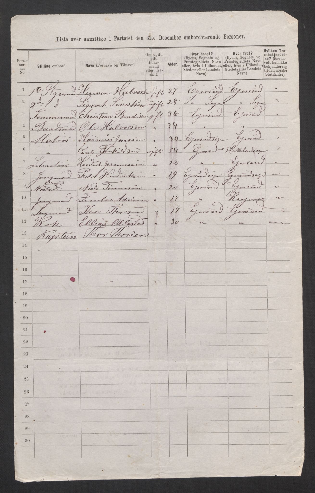 RA, 1875 census, lists of crew on ships: Ships in ports abroad, 1875, p. 413