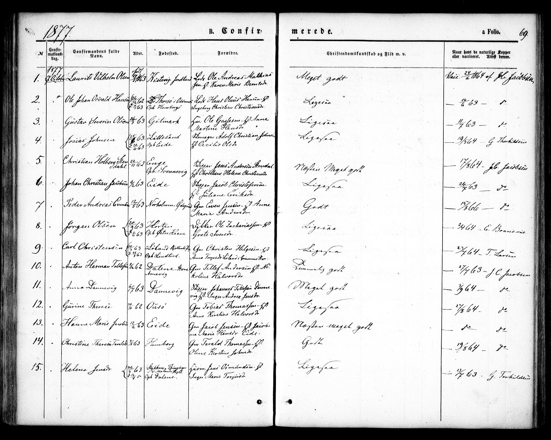 Hommedal sokneprestkontor, SAK/1111-0023/F/Fa/Faa/L0002: Parish register (official) no. A 2, 1861-1884, p. 69