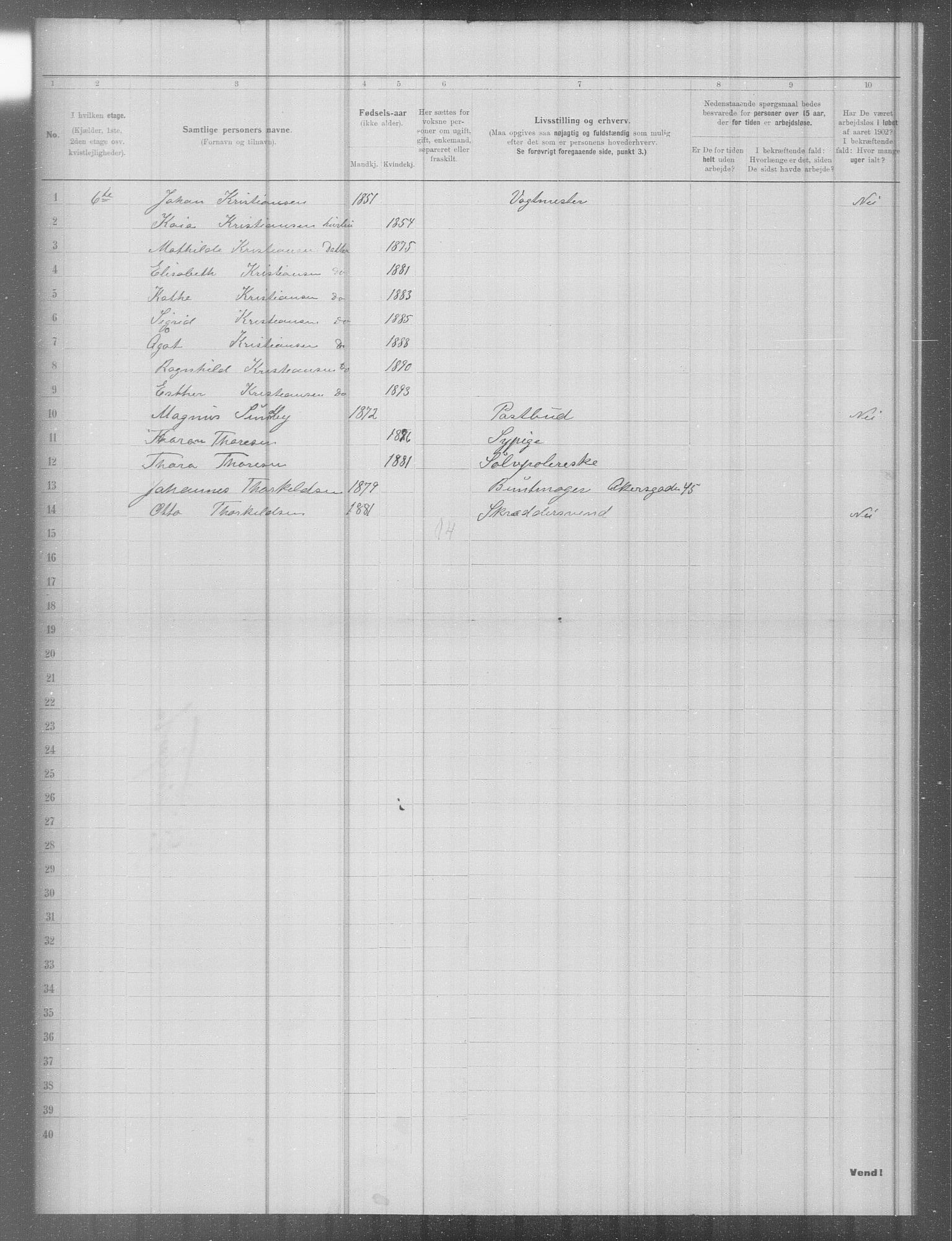 OBA, Municipal Census 1902 for Kristiania, 1902, p. 5791