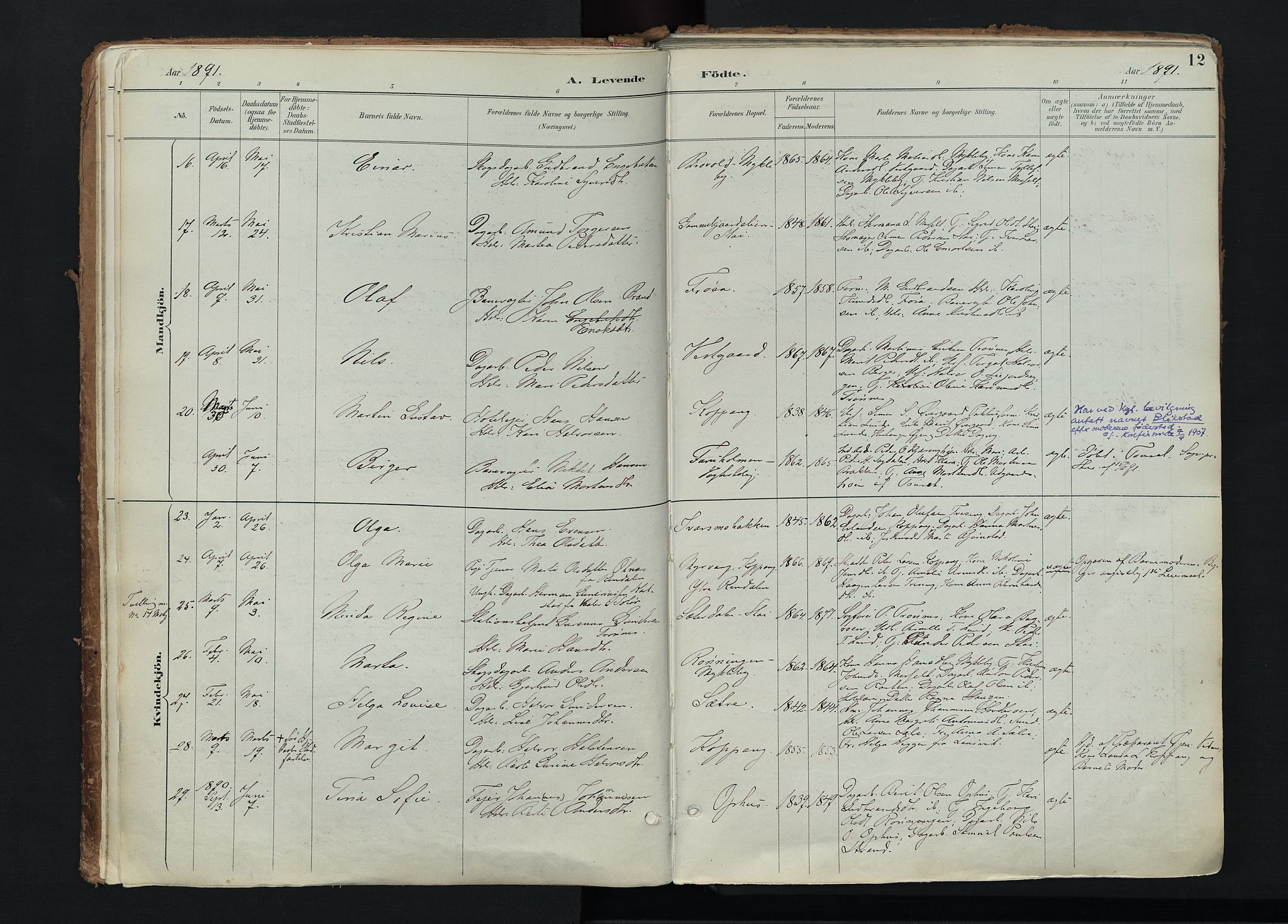 Stor-Elvdal prestekontor, SAH/PREST-052/H/Ha/Haa/L0004: Parish register (official) no. 4, 1890-1922, p. 12