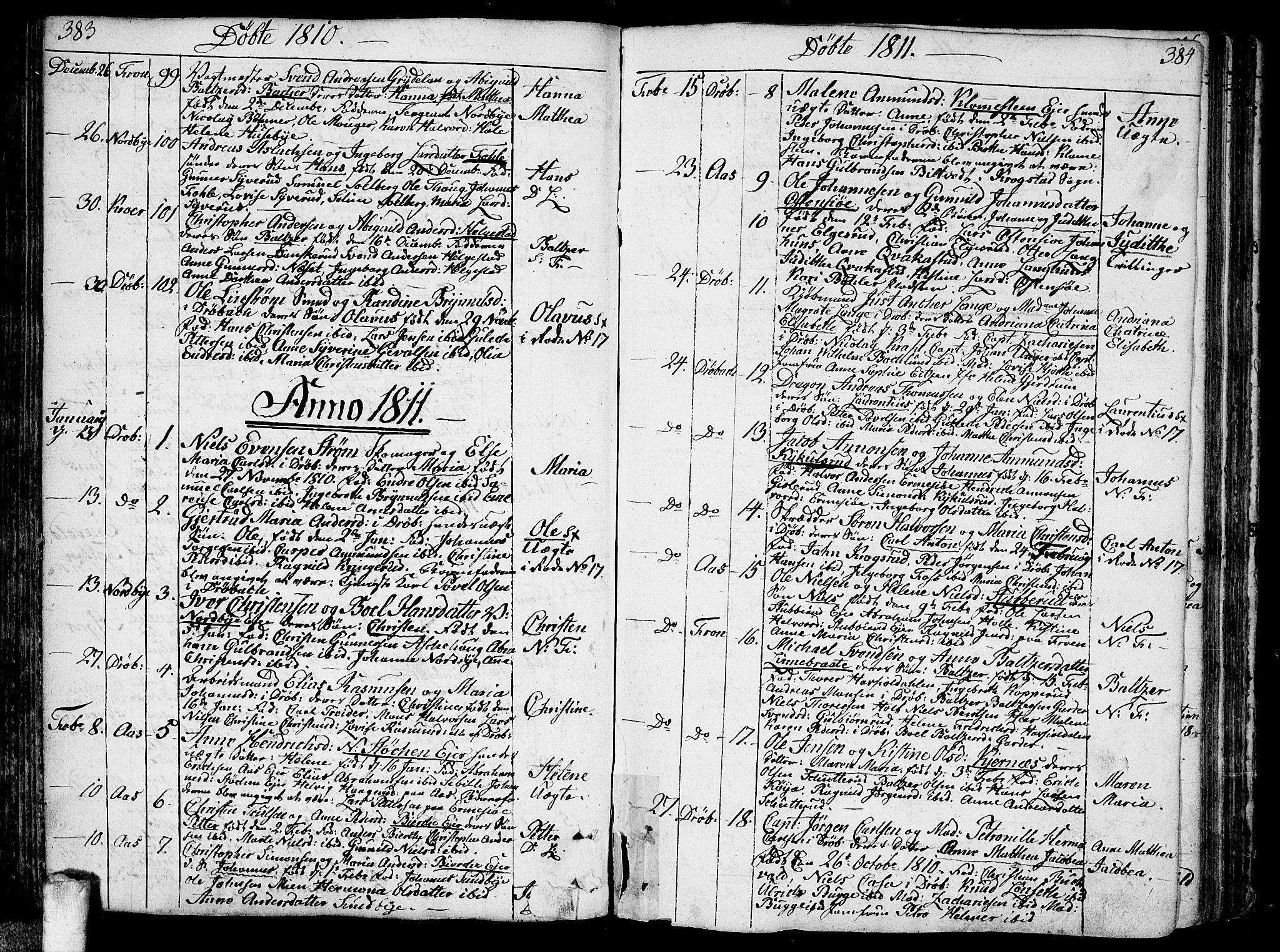 Ås prestekontor Kirkebøker, SAO/A-10894/F/Fa/L0002: Parish register (official) no. I 2, 1778-1813, p. 383-384