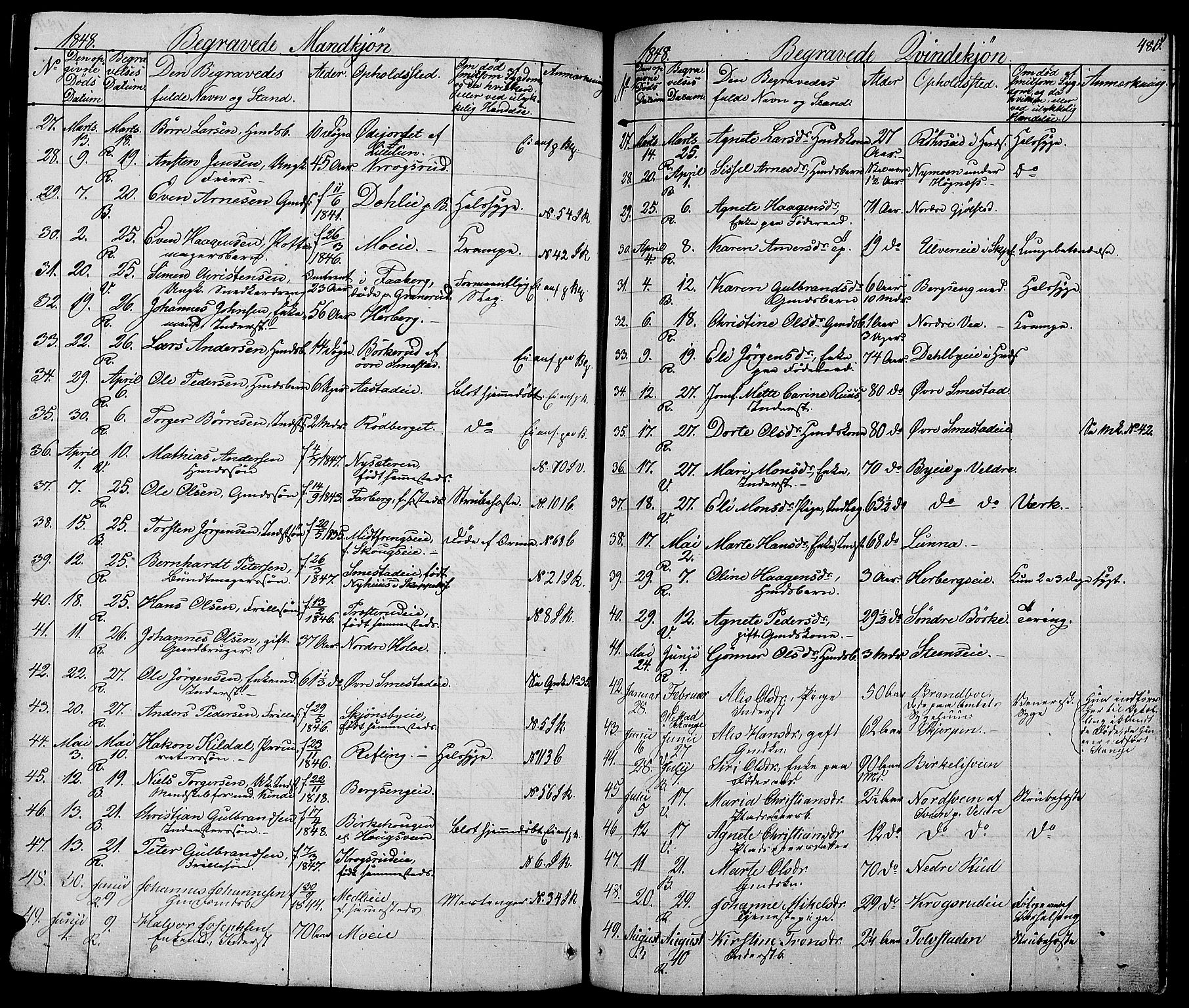 Ringsaker prestekontor, AV/SAH-PREST-014/L/La/L0005: Parish register (copy) no. 5, 1839-1850, p. 485