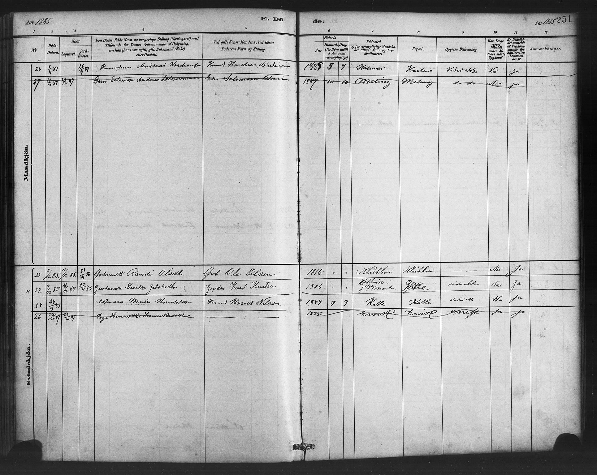 Finnås sokneprestembete, AV/SAB-A-99925/H/Ha/Haa/Haac/L0001: Parish register (official) no. C 1, 1881-1894, p. 251