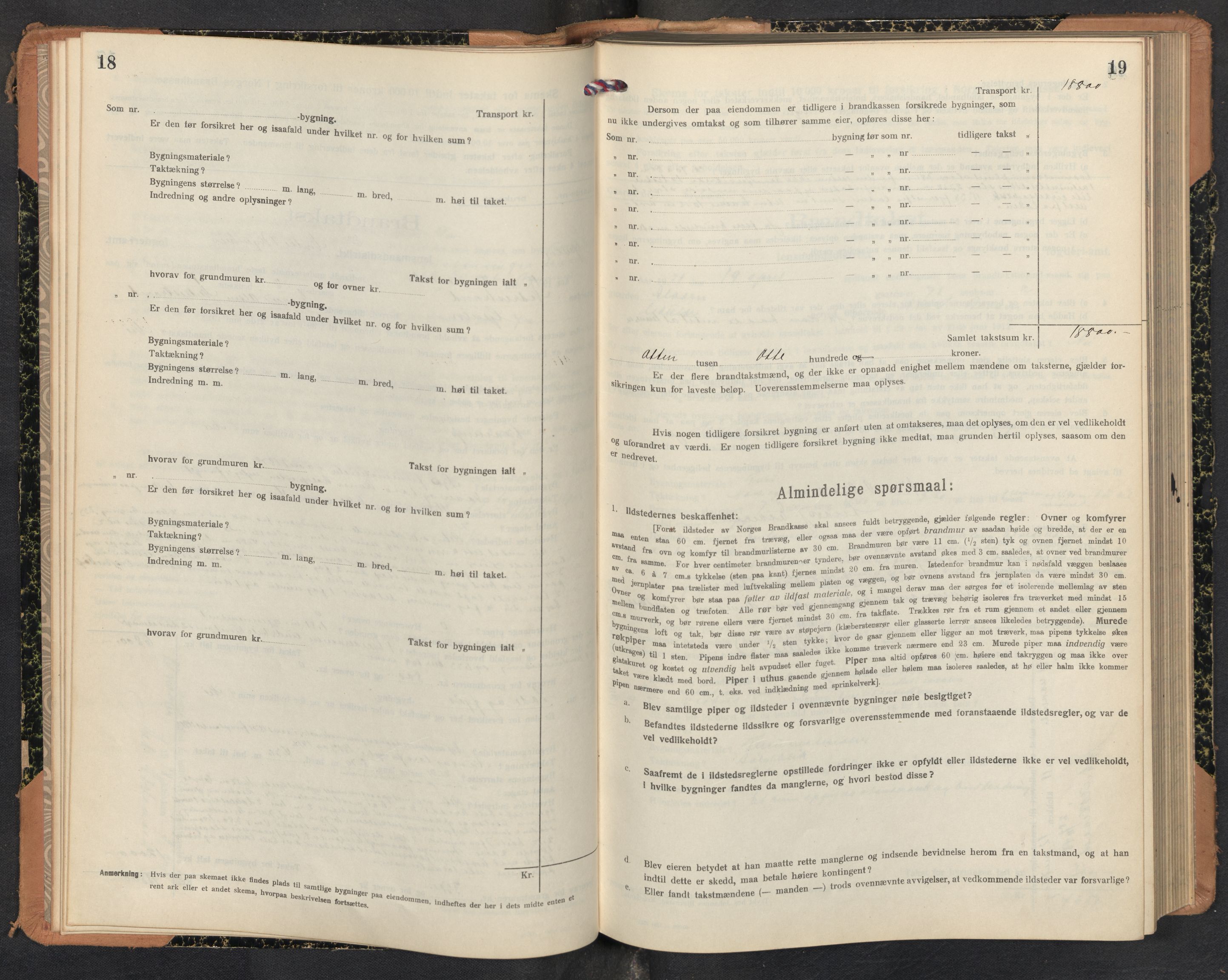 Lensmannen i Gaular, AV/SAB-A-27601/0012/L0006: Branntakstprotokoll, skjematakst, 1917-1943, p. 18-19