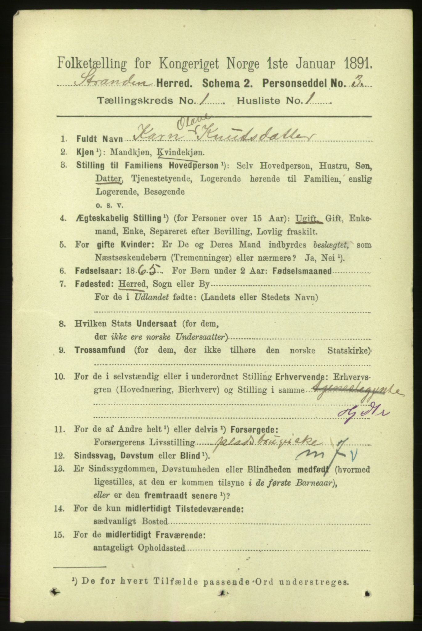 RA, 1891 census for 1525 Stranda, 1891, p. 56