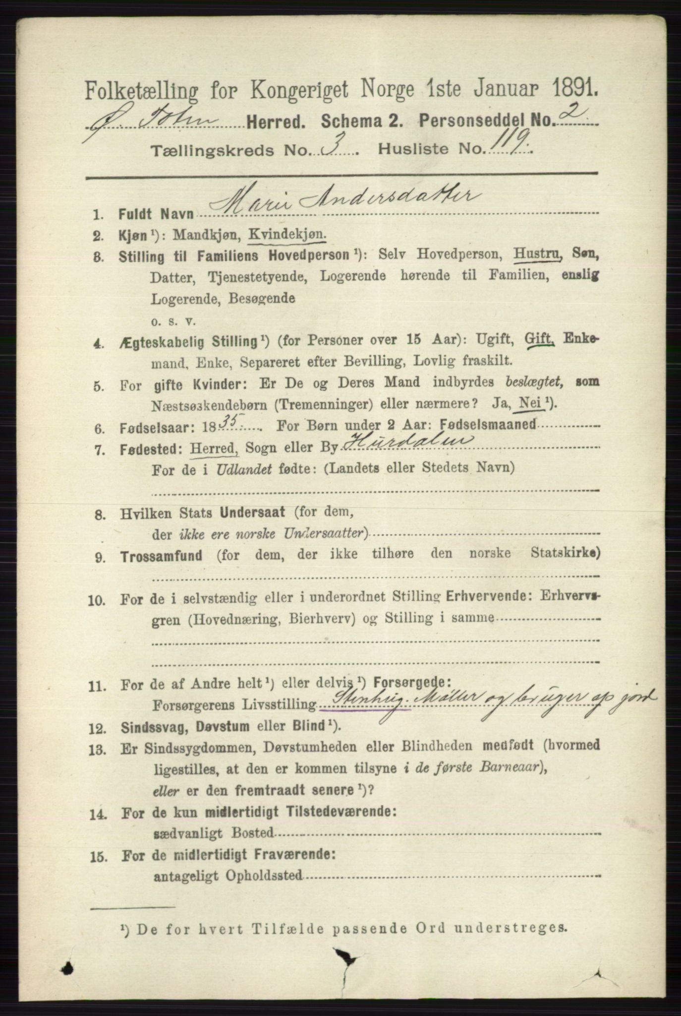 RA, 1891 census for 0528 Østre Toten, 1891, p. 2254