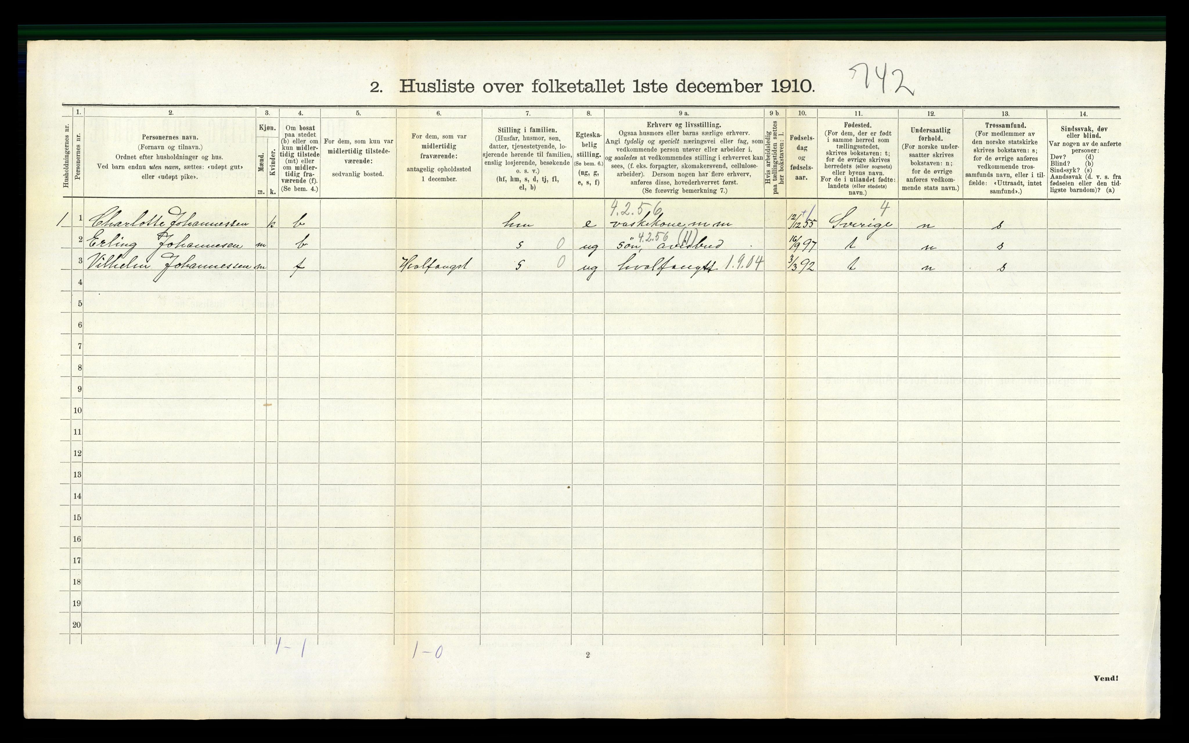 RA, 1910 census for Hedrum, 1910, p. 275