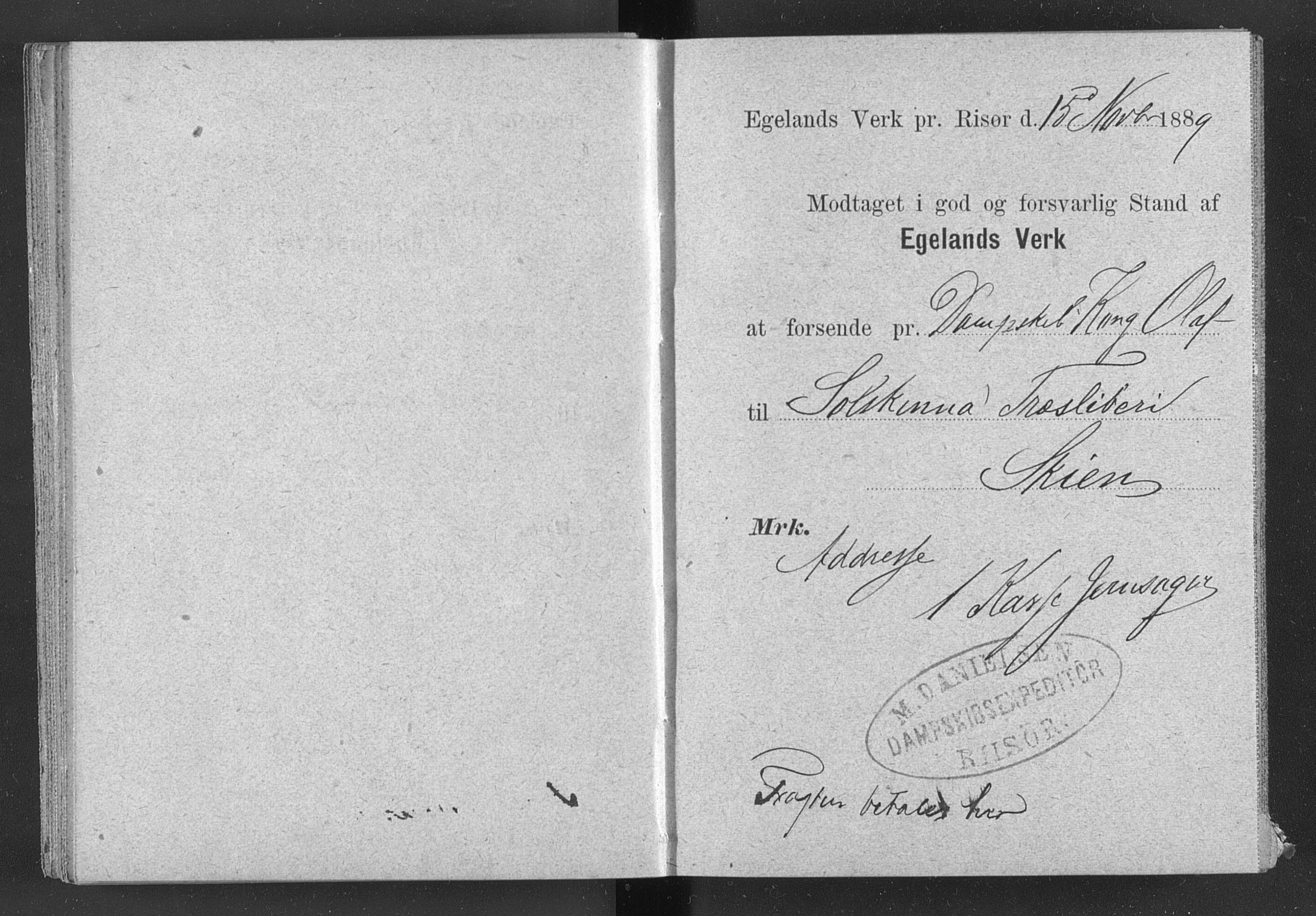 Egelands Jernverk, AAKS/PA-1907/01/L0029: Kvitteringsbok, 1888-1895