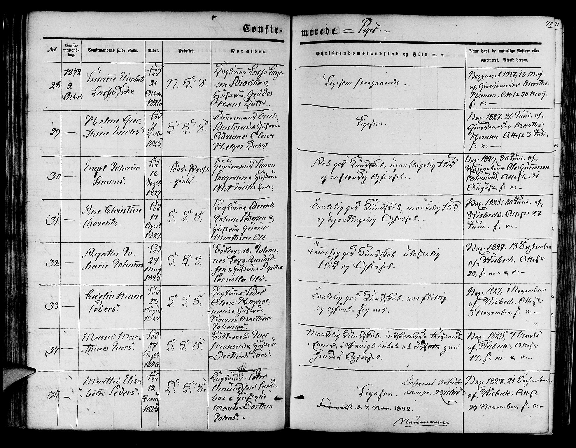 Korskirken sokneprestembete, SAB/A-76101/H/Hab: Parish register (copy) no. C 1, 1839-1868, p. 70