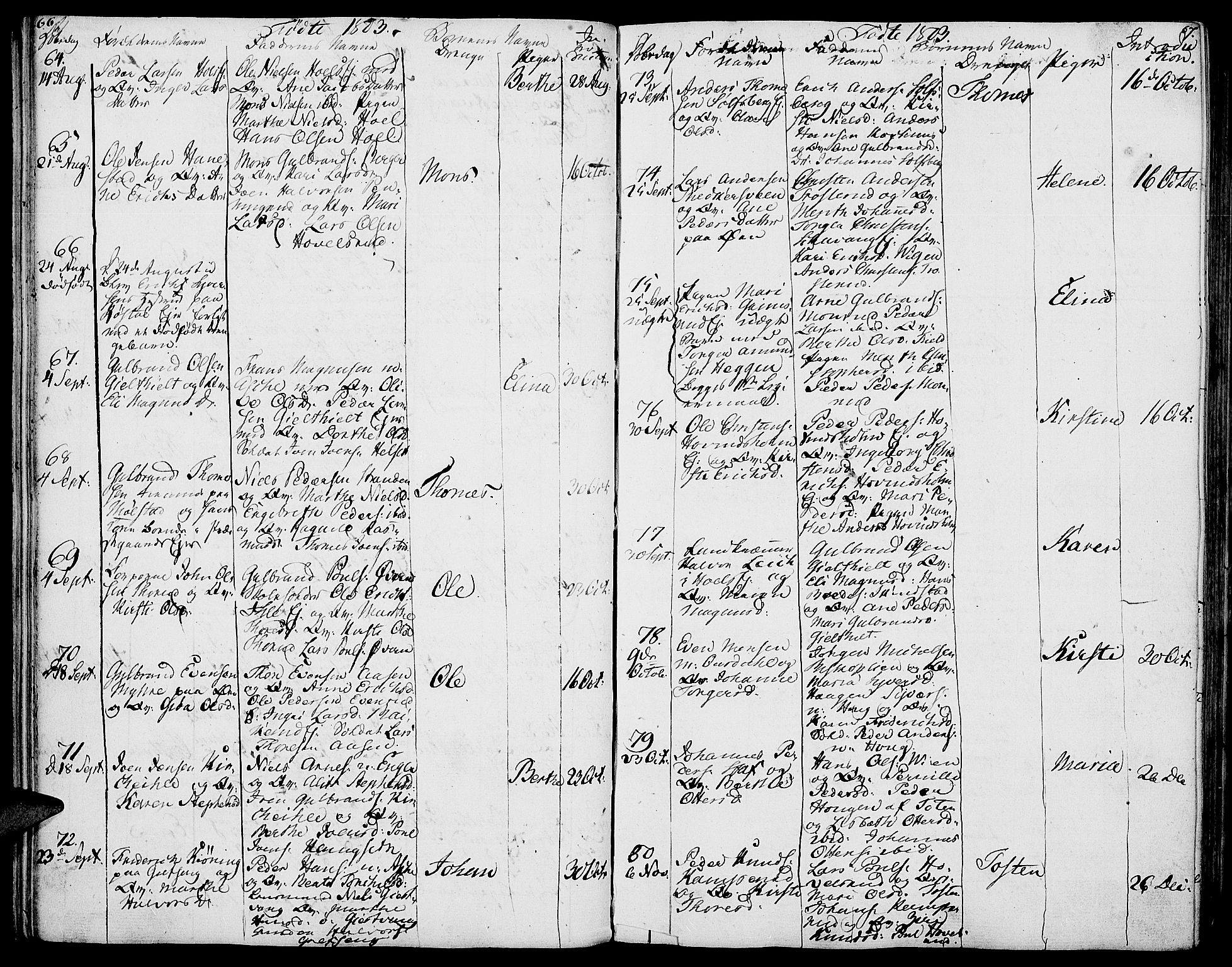 Nes prestekontor, Hedmark, AV/SAH-PREST-020/K/Ka/L0001: Parish register (official) no. 1, 1802-1814, p. 66-67