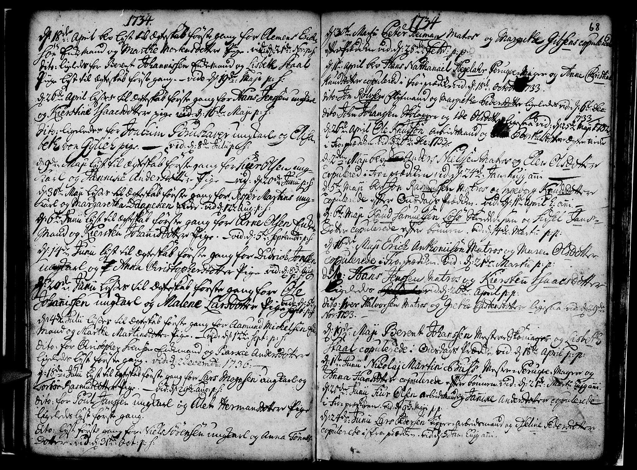 Nykirken Sokneprestembete, AV/SAB-A-77101/H/Haa/L0007: Parish register (official) no. A 7, 1719-1781, p. 68