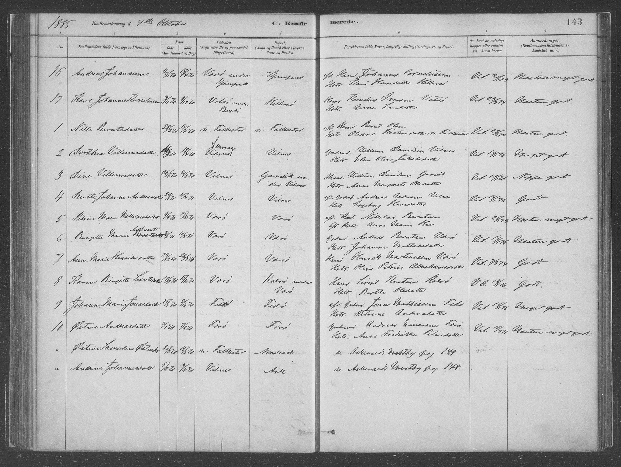 Askvoll sokneprestembete, AV/SAB-A-79501/H/Haa/Haac/L0001: Parish register (official) no. C  1, 1879-1922, p. 143