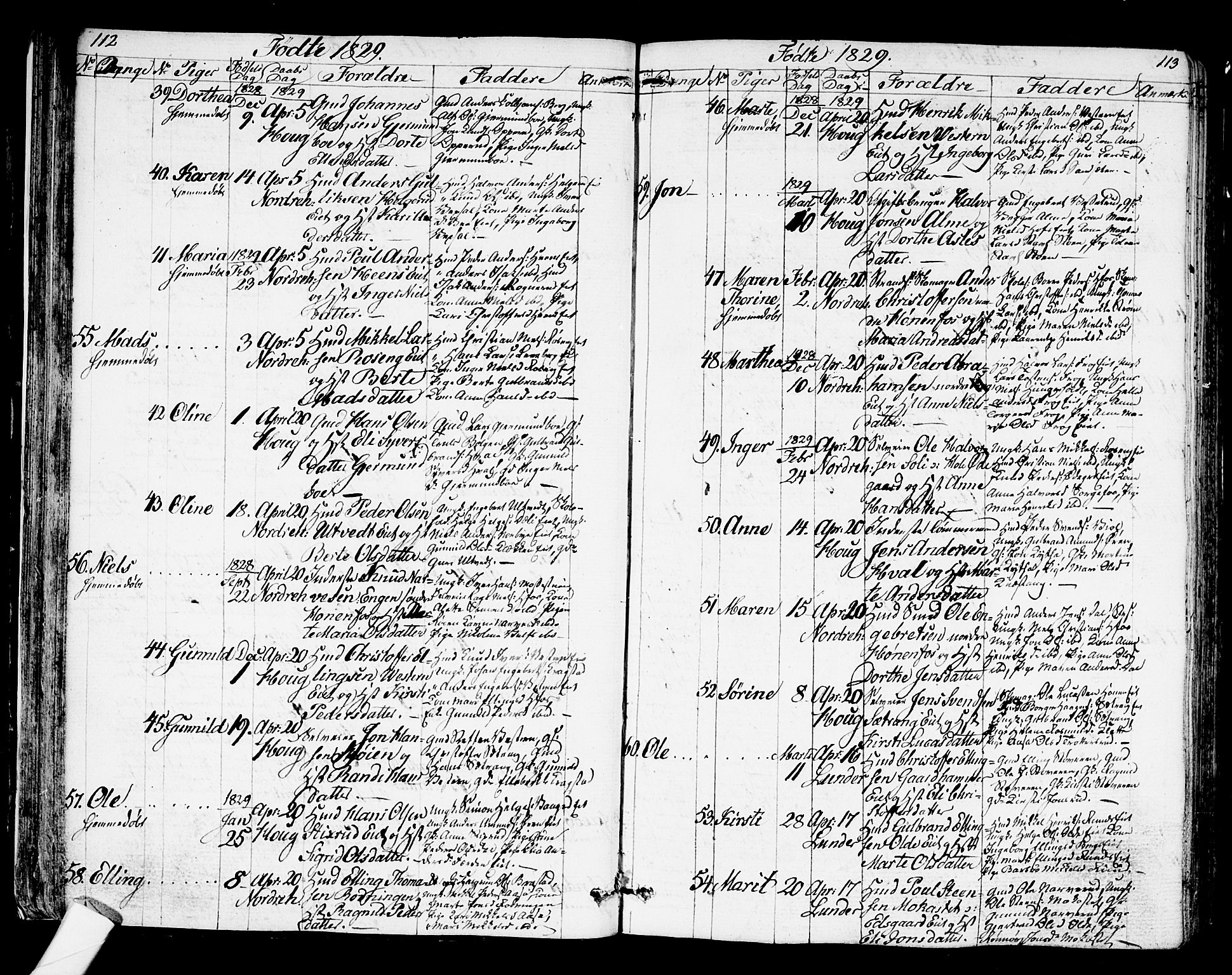 Norderhov kirkebøker, SAKO/A-237/G/Ga/L0004: Parish register (copy) no. I 4, 1824-1849, p. 112-113