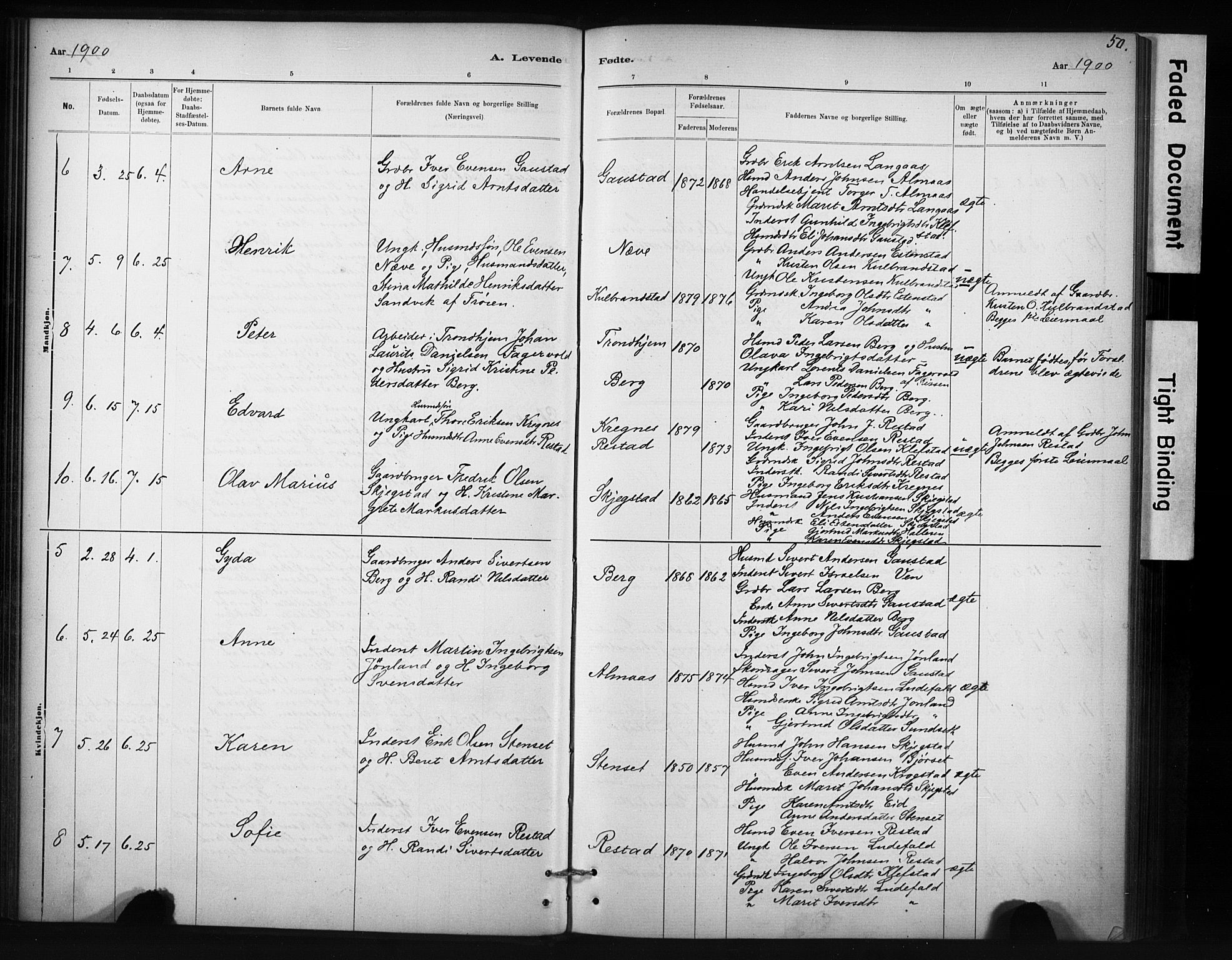 Ministerialprotokoller, klokkerbøker og fødselsregistre - Sør-Trøndelag, SAT/A-1456/694/L1127: Parish register (official) no. 694A01, 1887-1905, p. 50