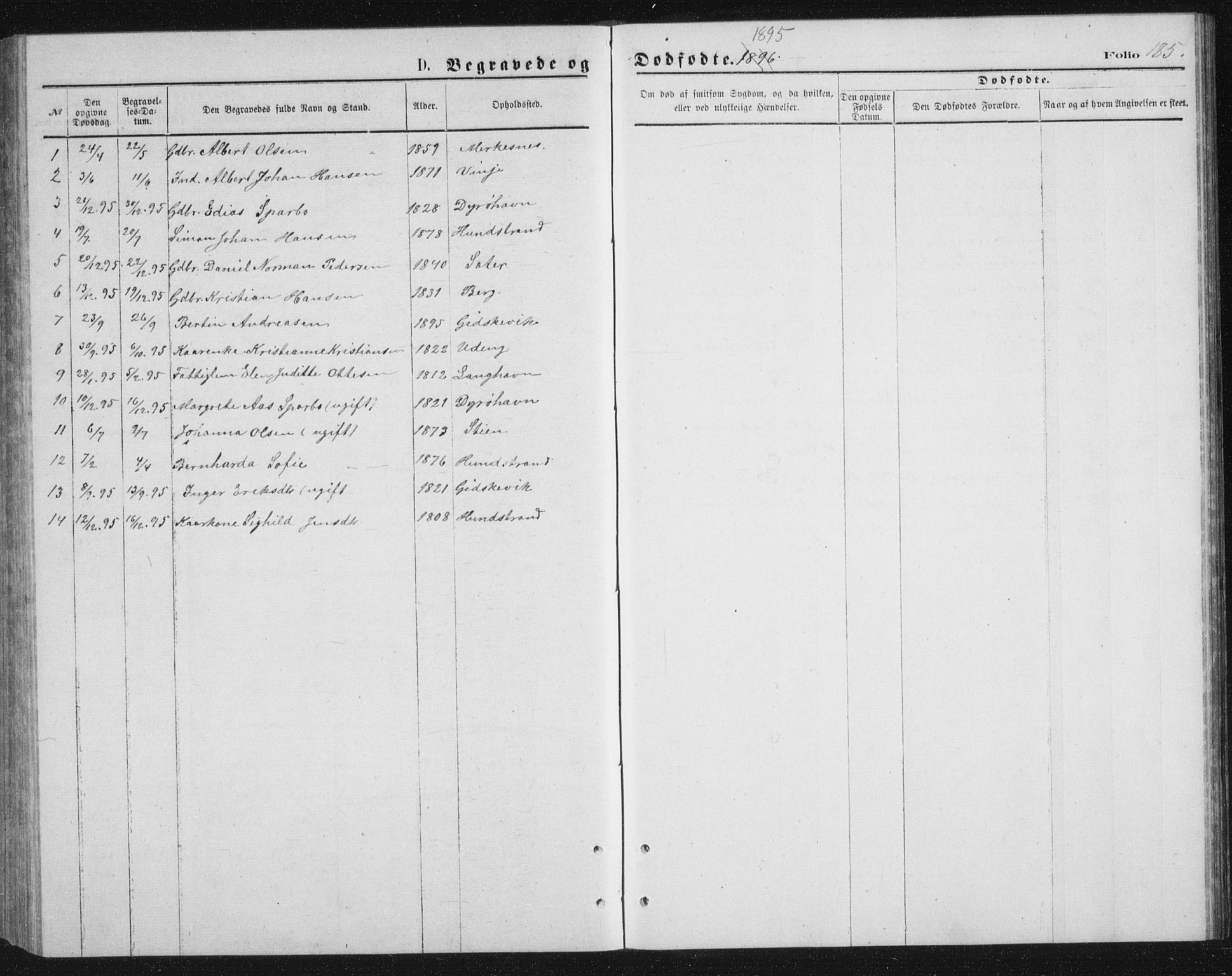 Tranøy sokneprestkontor, AV/SATØ-S-1313/I/Ia/Iab/L0013klokker: Parish register (copy) no. 13, 1874-1896, p. 185