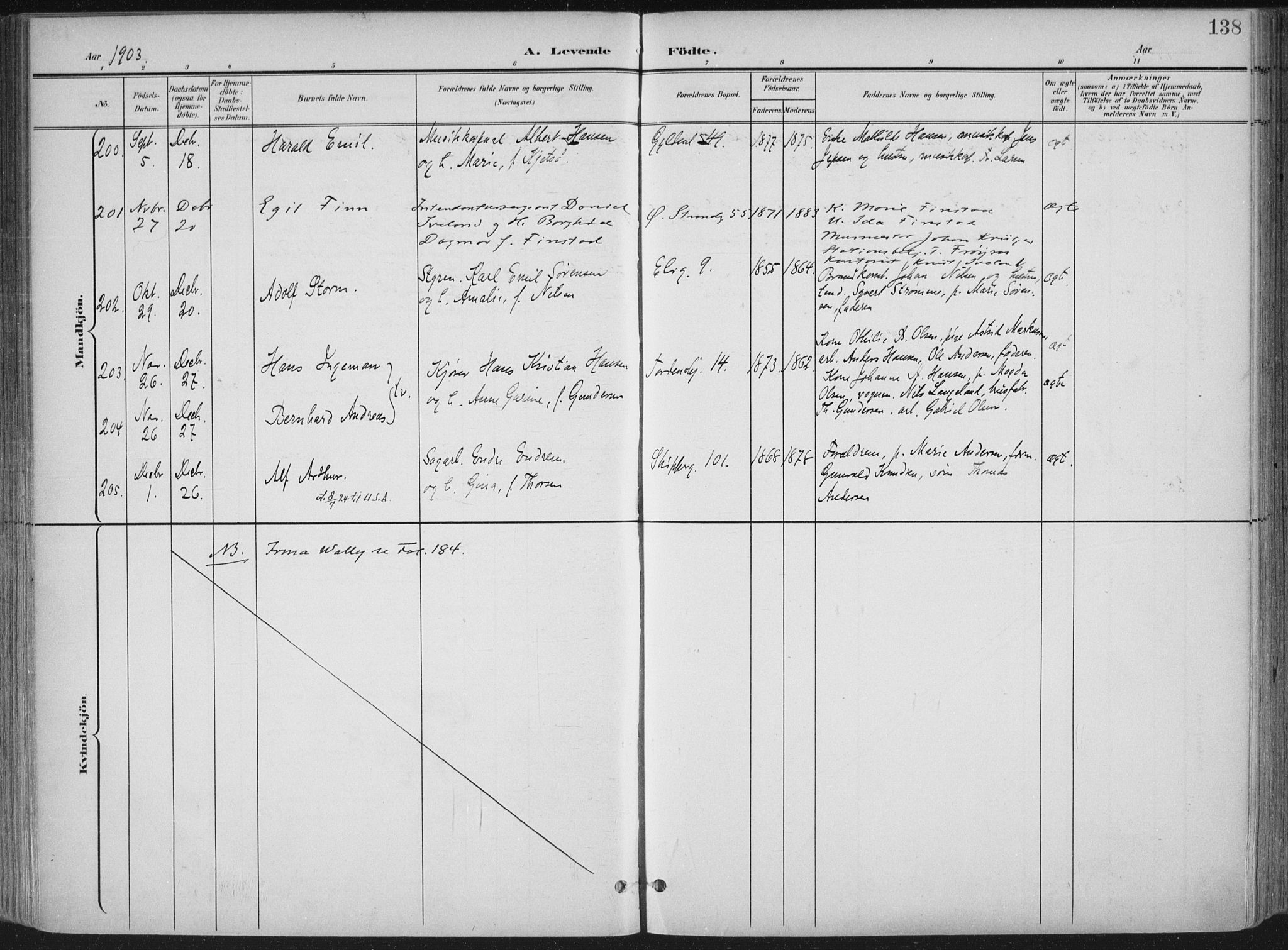 Kristiansand domprosti, AV/SAK-1112-0006/F/Fa/L0021: Parish register (official) no. A 20, 1898-1908, p. 138