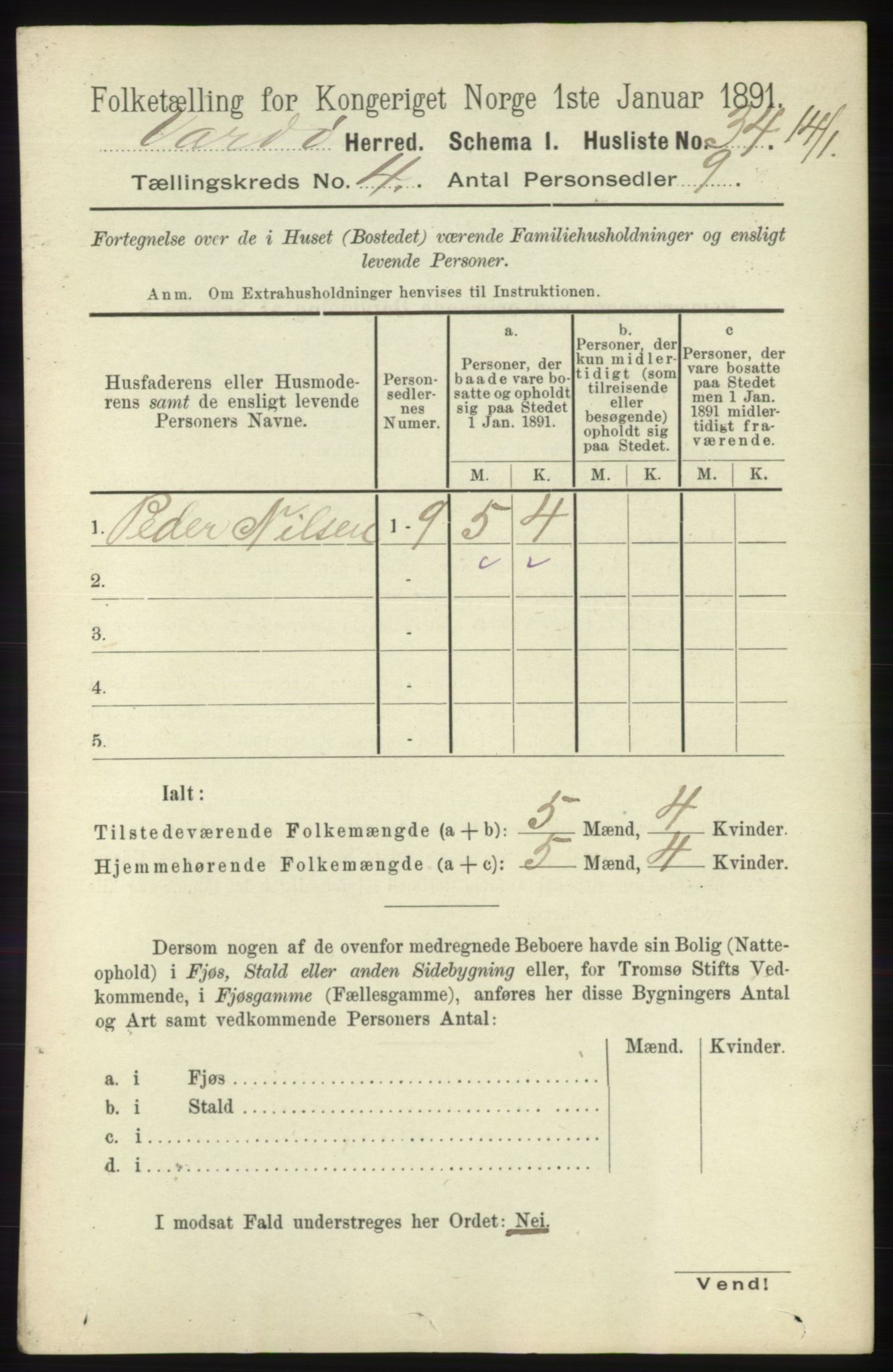 RA, 1891 census for 2028 Vardø, 1891, p. 1088