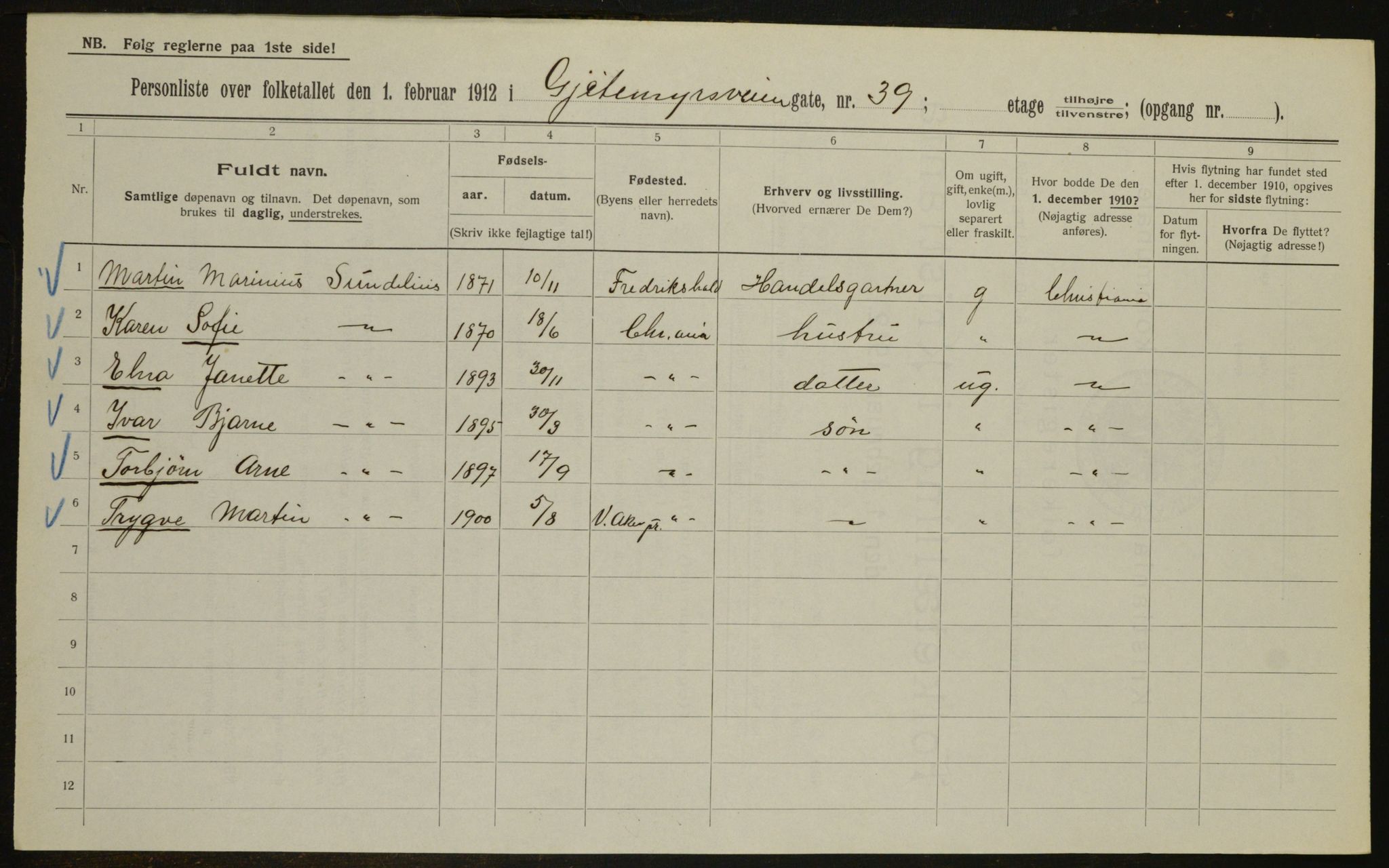 OBA, Municipal Census 1912 for Kristiania, 1912, p. 28729