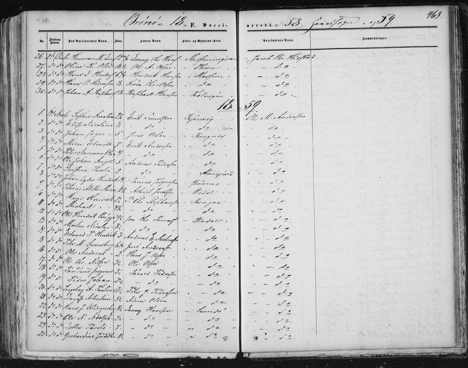 Ministerialprotokoller, klokkerbøker og fødselsregistre - Nordland, SAT/A-1459/813/L0198: Parish register (official) no. 813A08, 1834-1874, p. 463