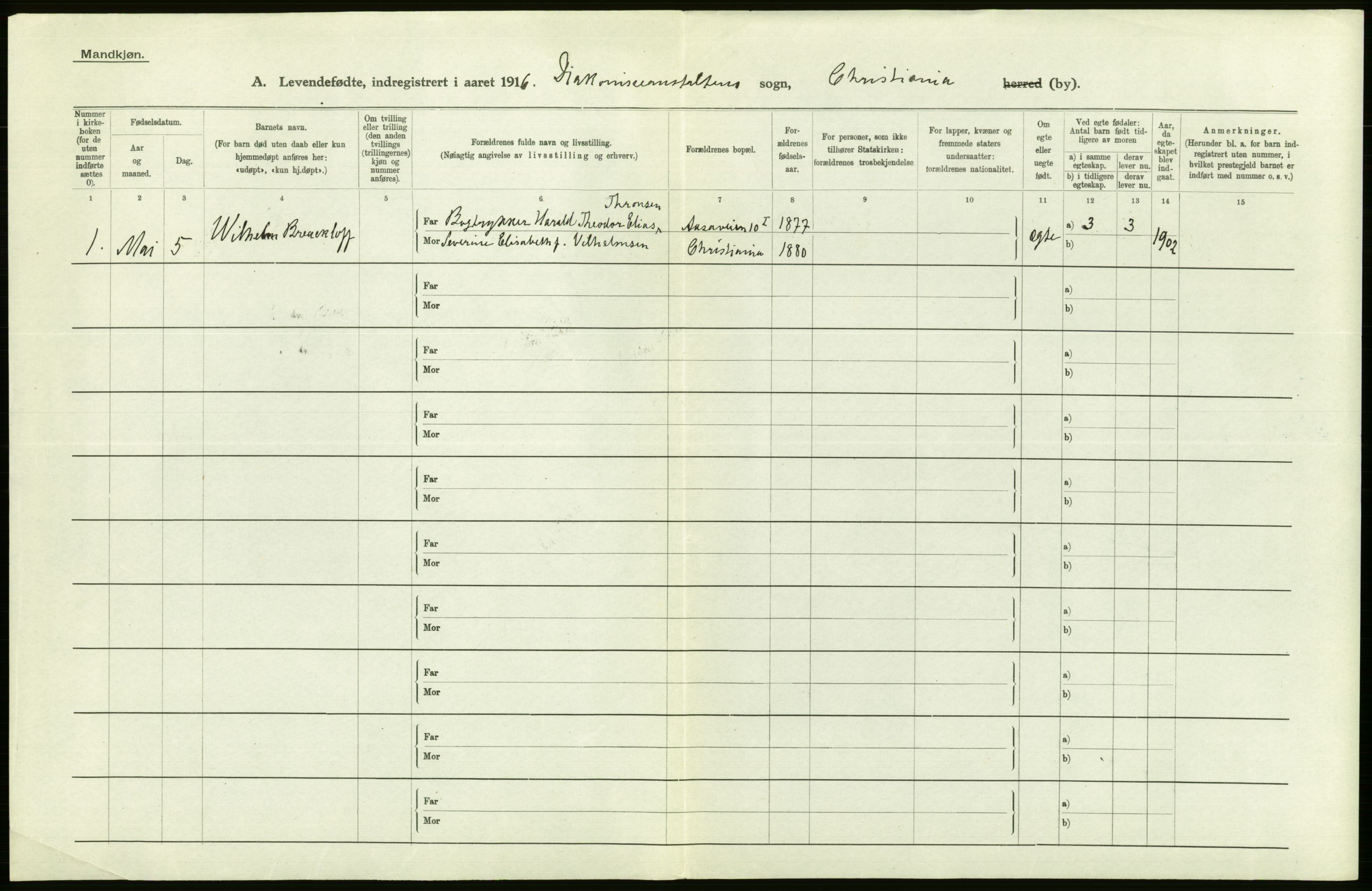 Statistisk sentralbyrå, Sosiodemografiske emner, Befolkning, AV/RA-S-2228/D/Df/Dfb/Dfbf/L0006: Kristiania: Levendefødte menn og kvinner., 1916, p. 642